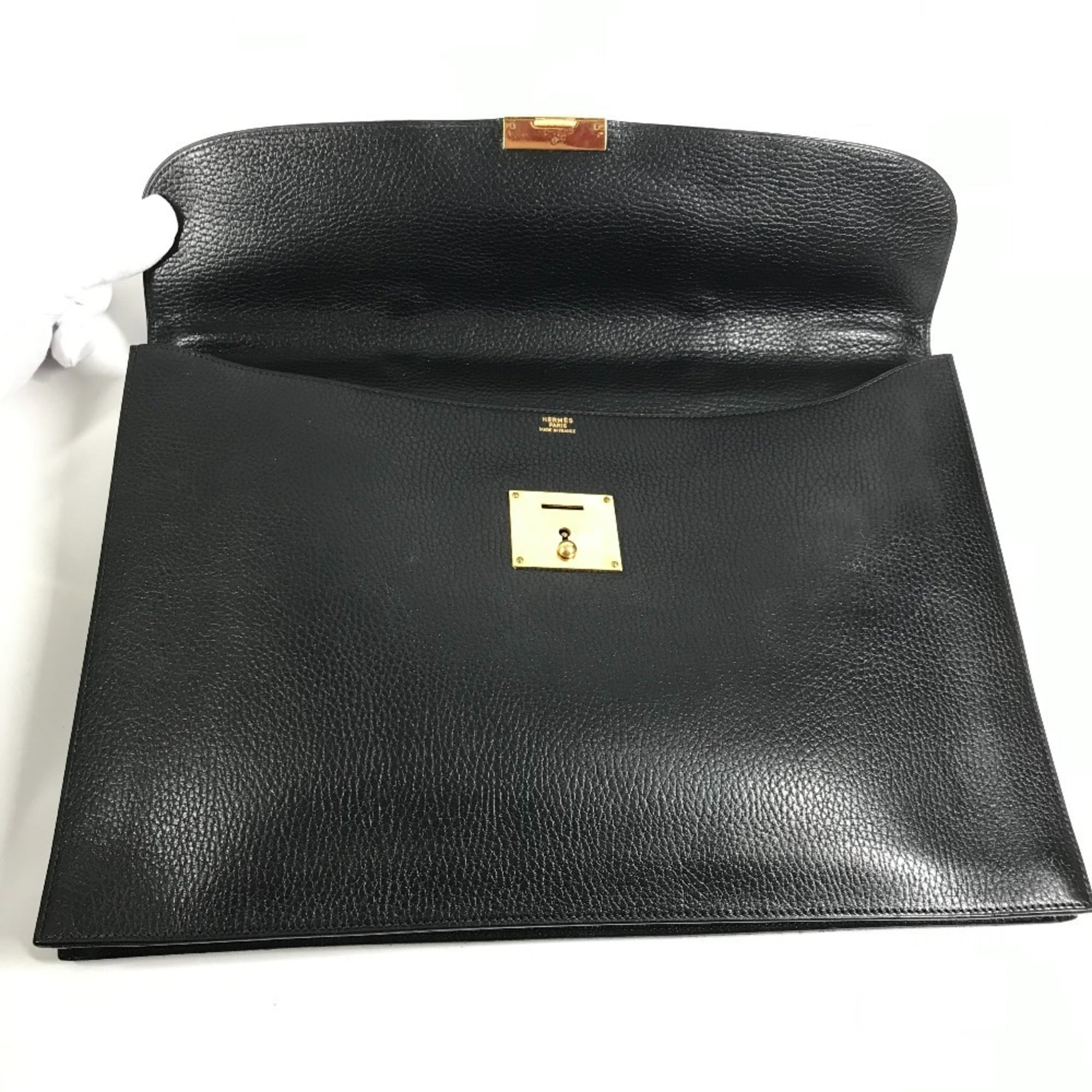 Hermes Black Leather Briefcase Handbag (Pre-Owned)