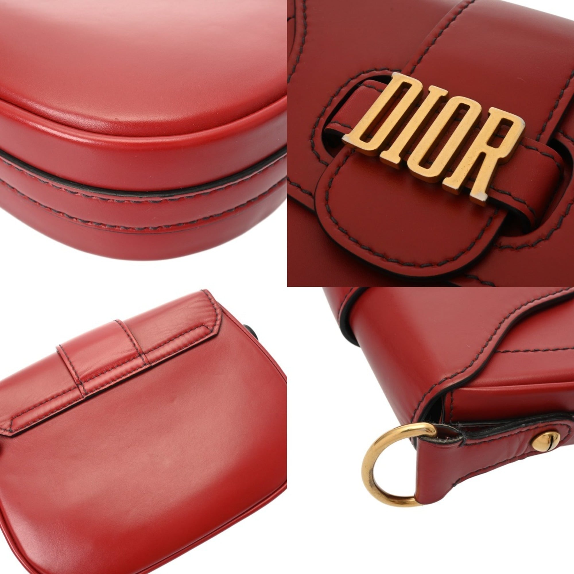 Christian Dior Gold Leather Saddle Bag Shoulder Bag (Pre-Owned)