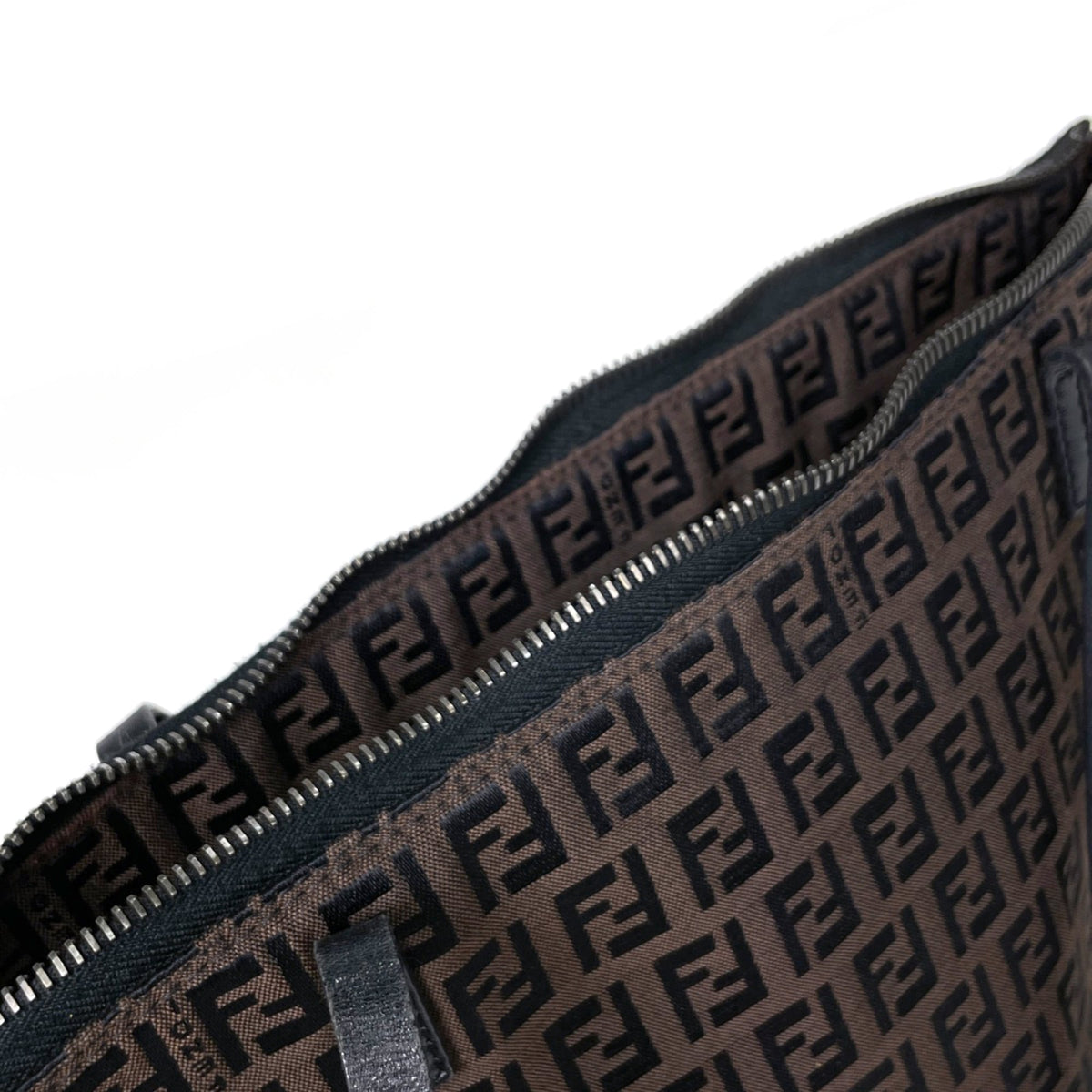 Fendi Zucchino Brown Canvas Leather Tote Bag (Pre-Owned)
