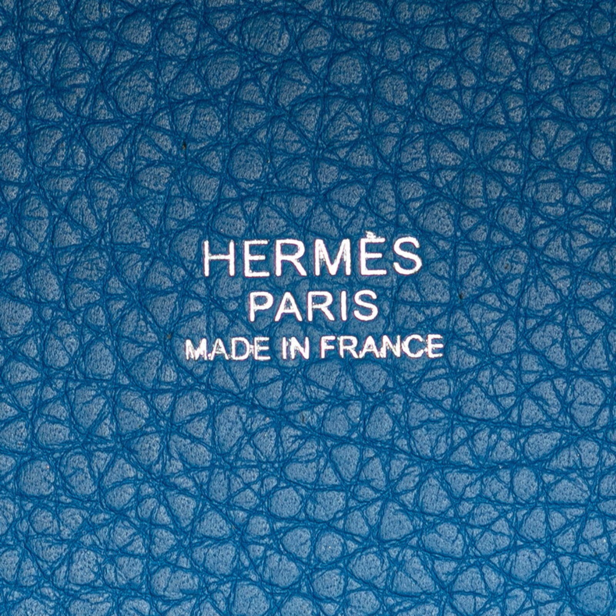 Hermes Blue Taurillon Clemence Leather Handbag (Pre-Owned)