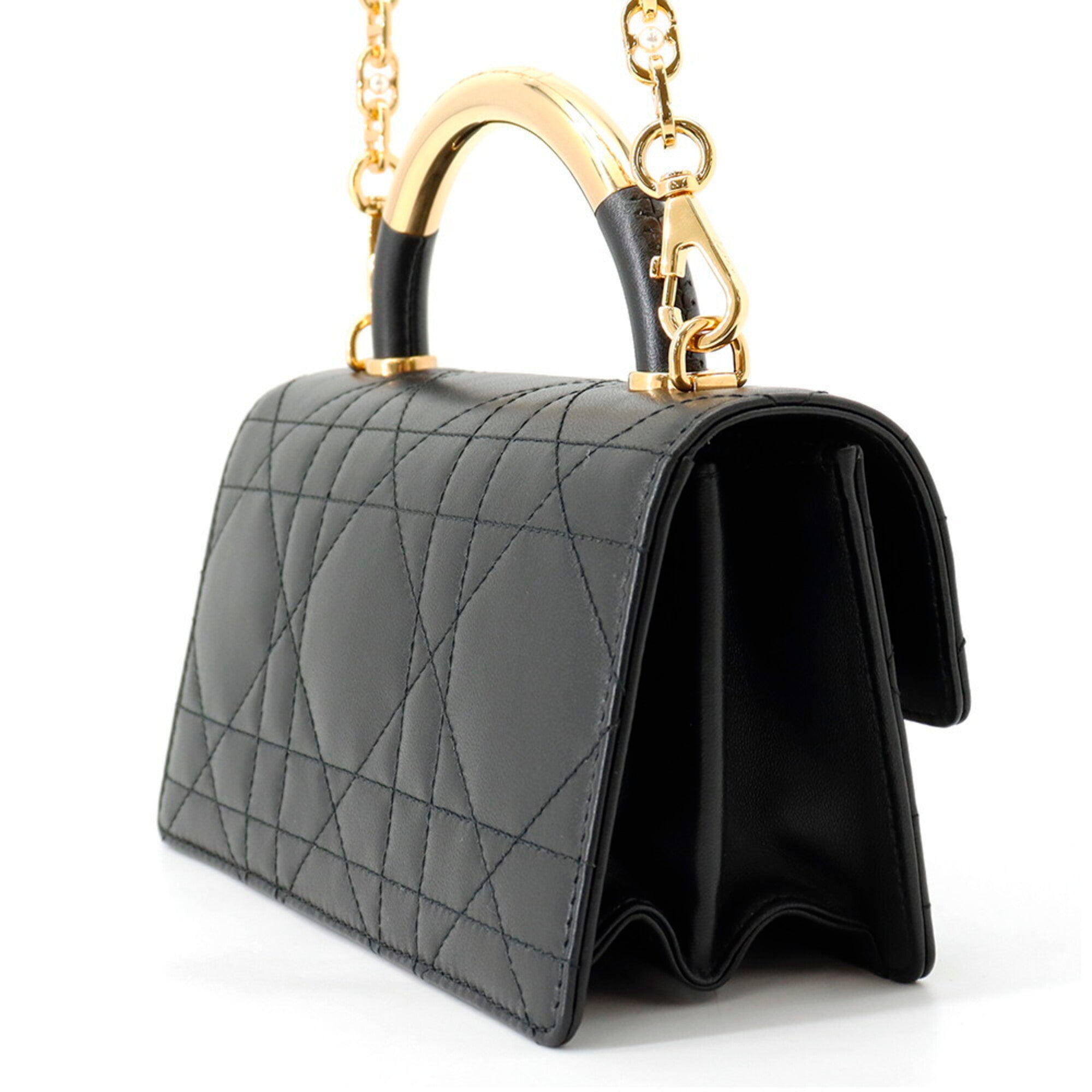 Christian Dior Black Leather Handbag Shoulder Bag (Pre-Owned)