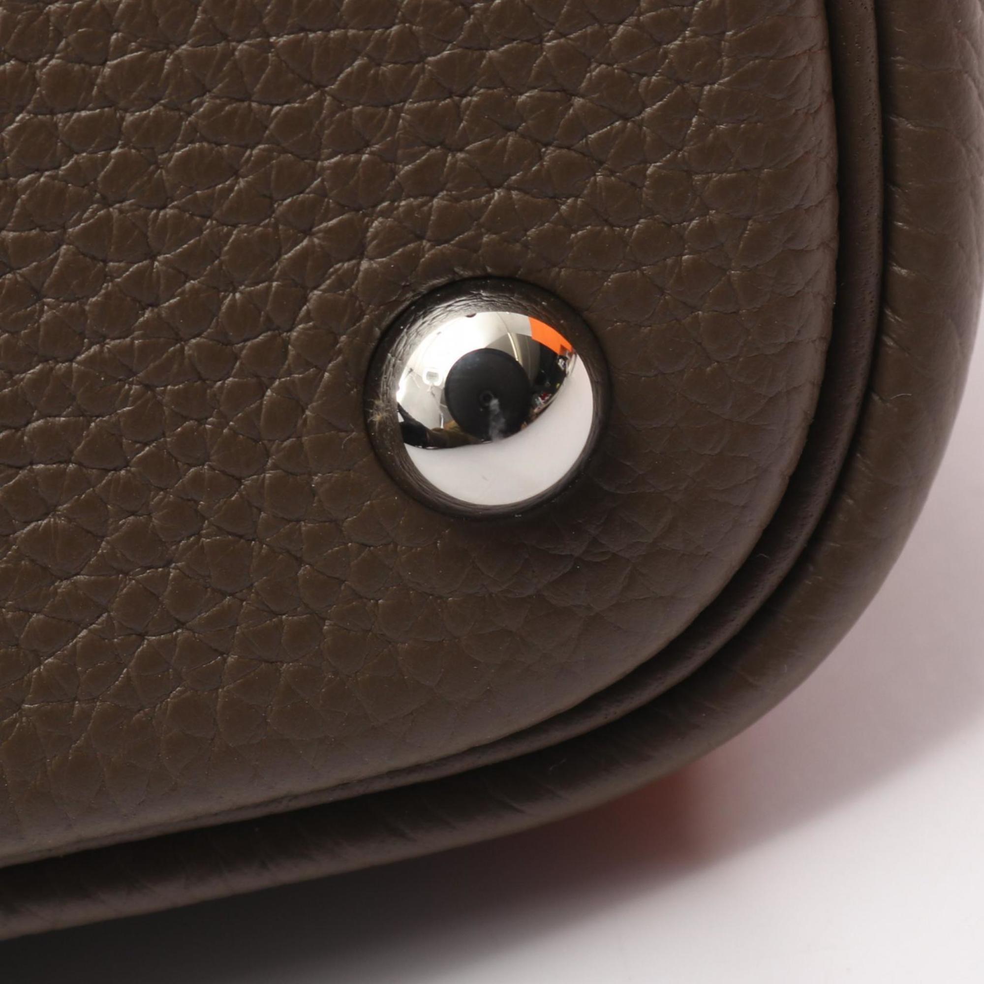 Hermes Bolide Etoupe Gray Gray Taurillon Clemence Leather Handbag (Pre-Owned)