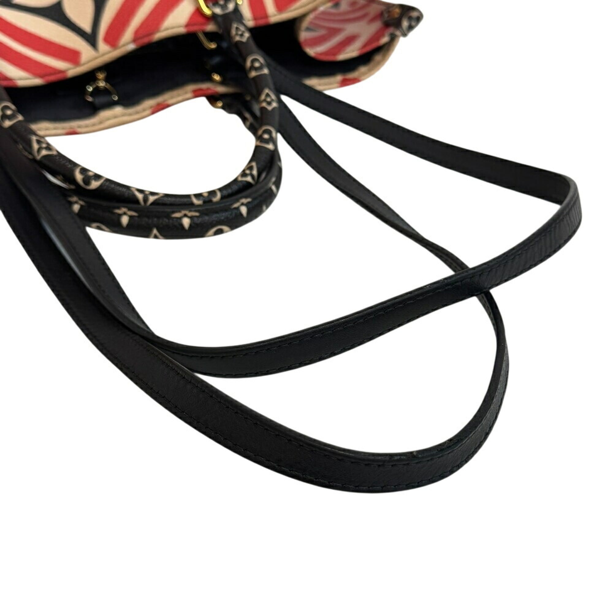 Louis Vuitton Beige Black Multi-Color Red Color Leather Handbag Shoulder Bag Tote Bag (Pre-Owned)