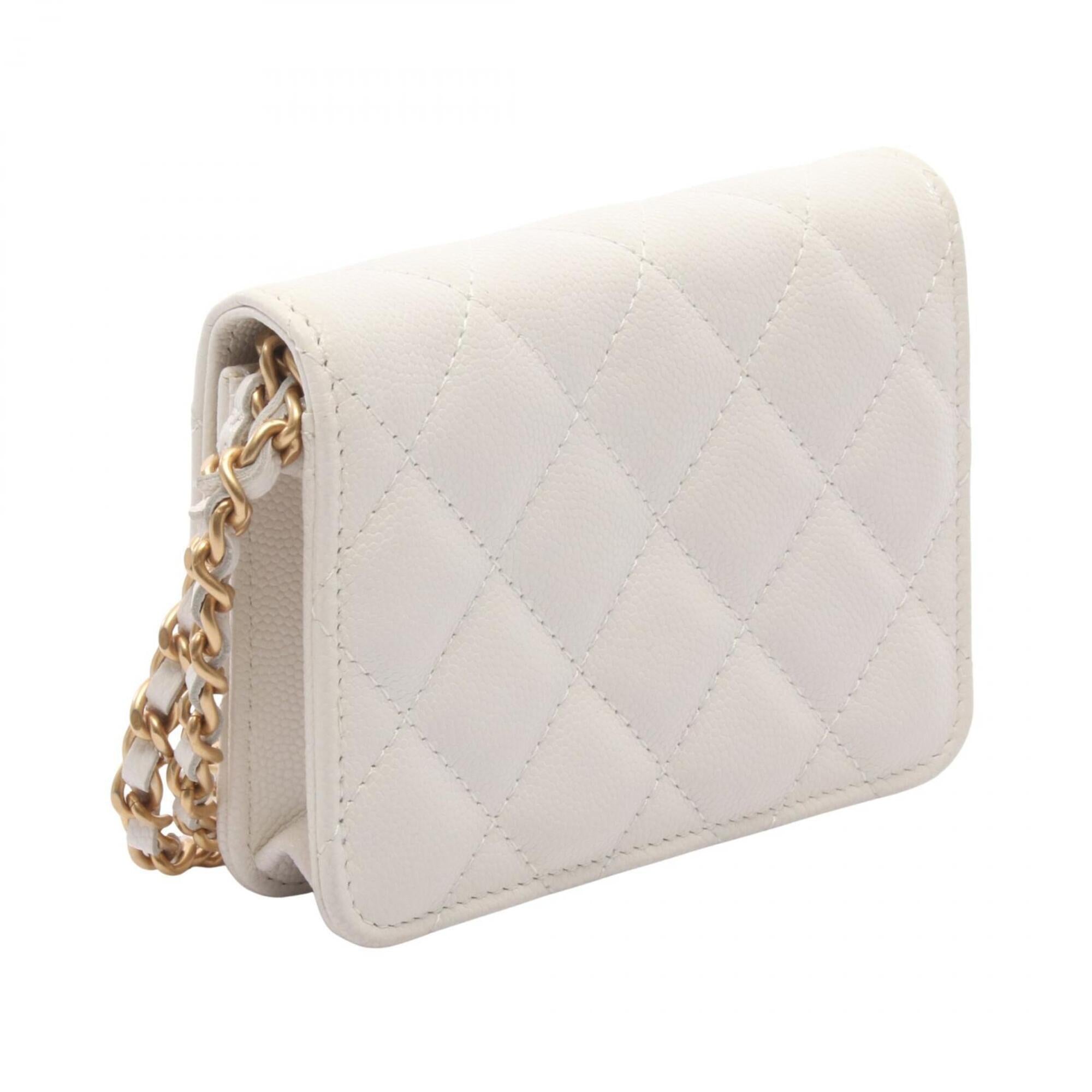 Chanel White Grained Calfskin Handbag Shoulder Bag (Pre-Owned)