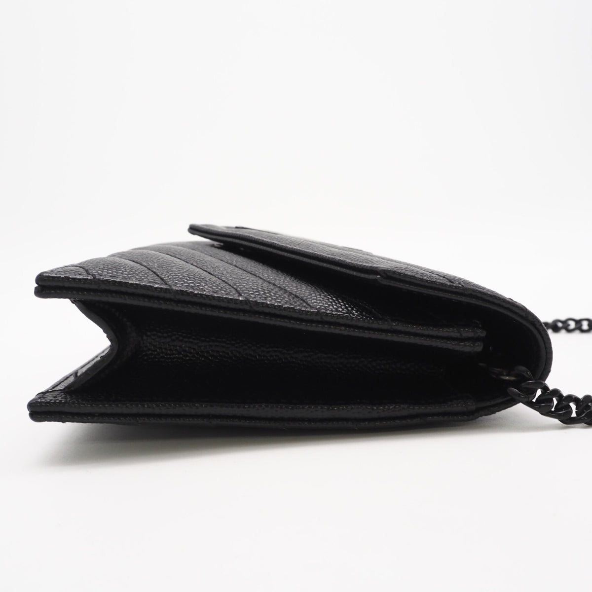 Yves Saint Laurent Cassandre Black Leather Shoulder Bag (Pre-Owned)
