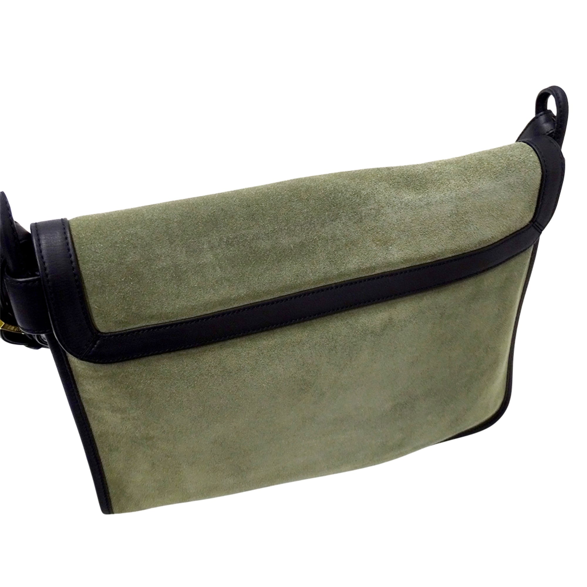 Loewe Black Green Suede Handbag Shoulder Bag (Pre-Owned)