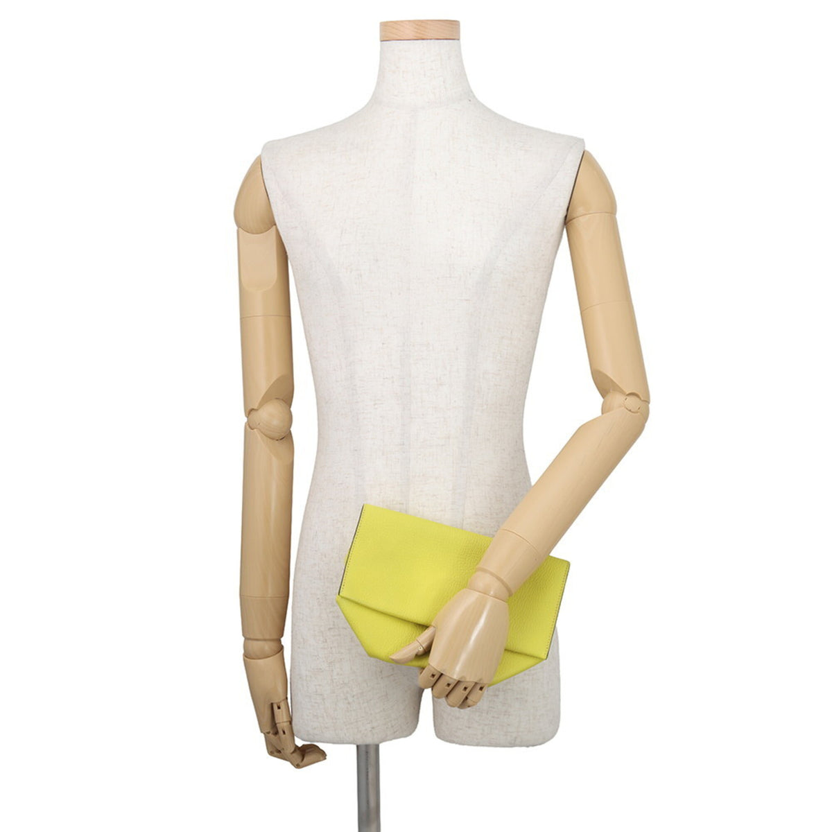 Hermes Lime Chevre Myzore Leather Clutch Bag Handbag (Pre-Owned)