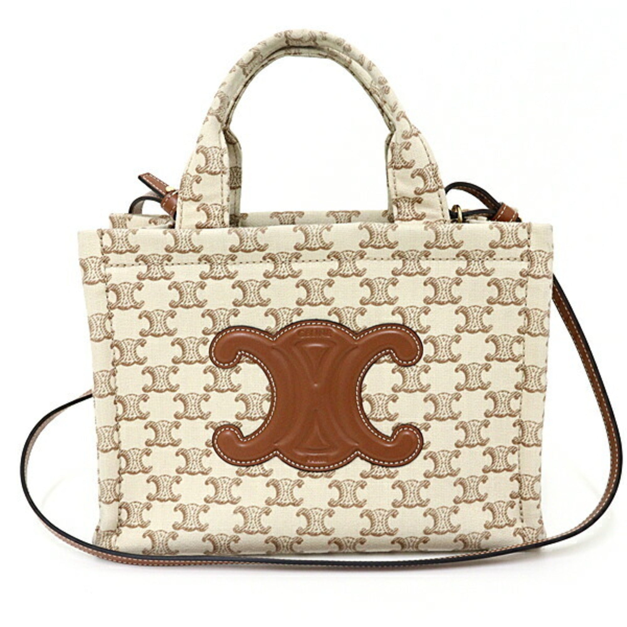 Celine Beige Brown Canvas Leather Tote Bag (Pre-Owned)