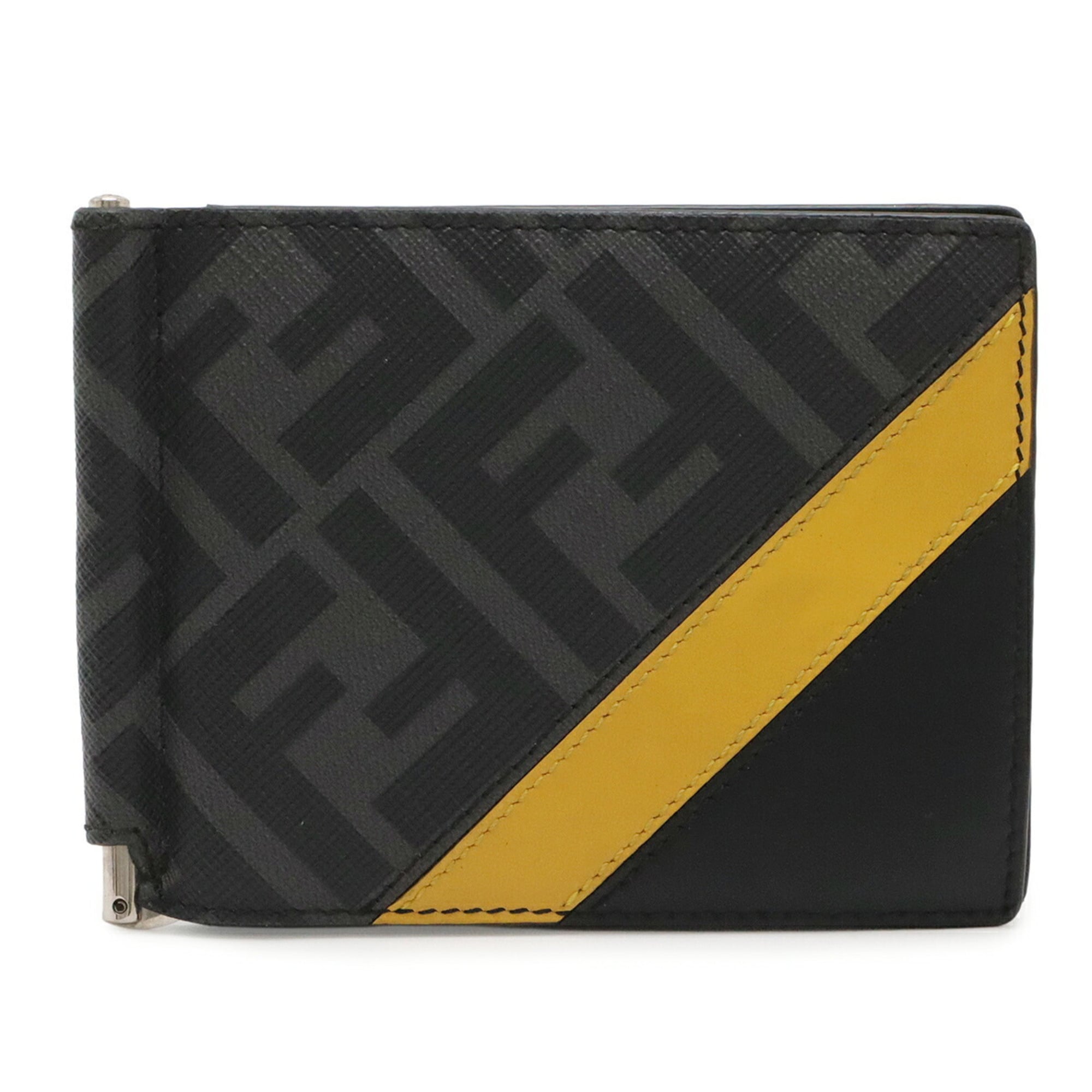 Fendi Black Gray Yellow Canvas Wallet (Bi-Fold) (Pre-Owned)