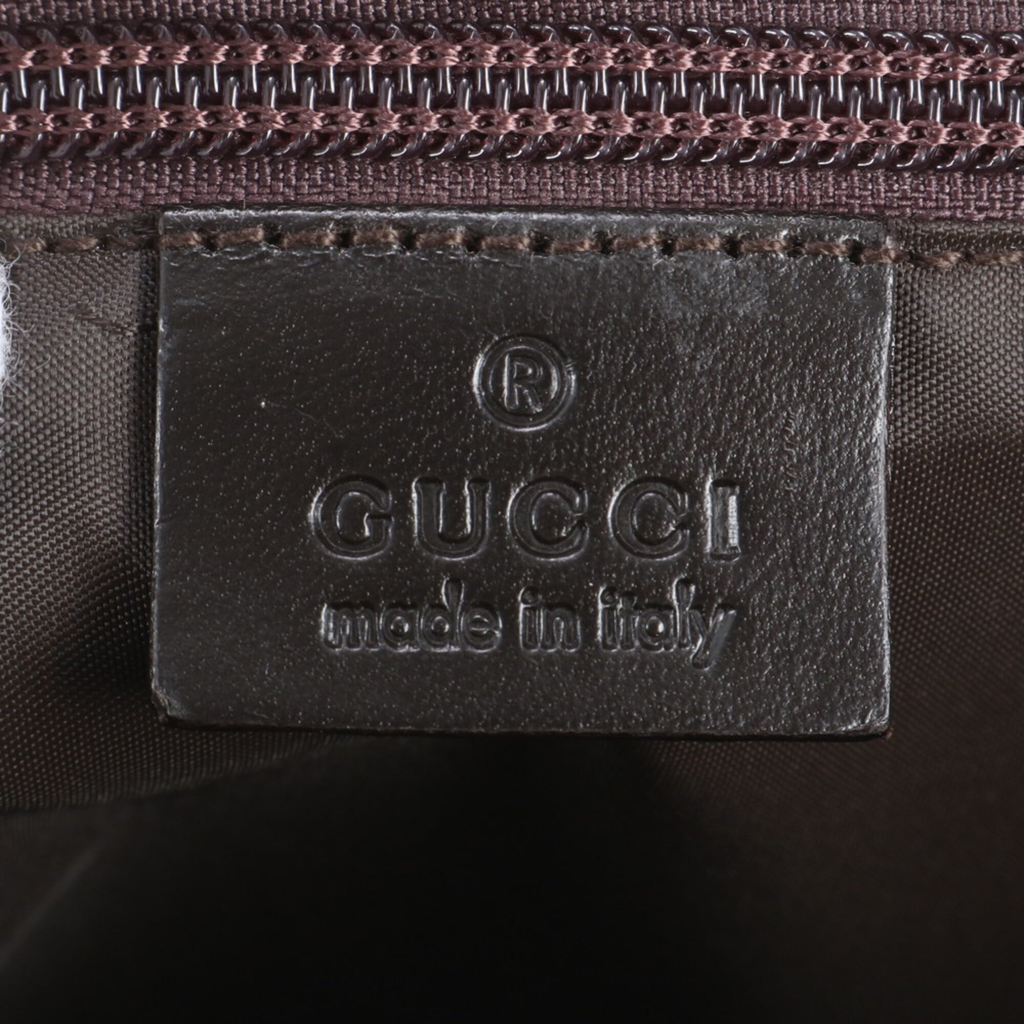 Gucci Beige Brown Leather Nylon Messenger Bag Shoulder Bag Tote Bag (Pre-Owned)