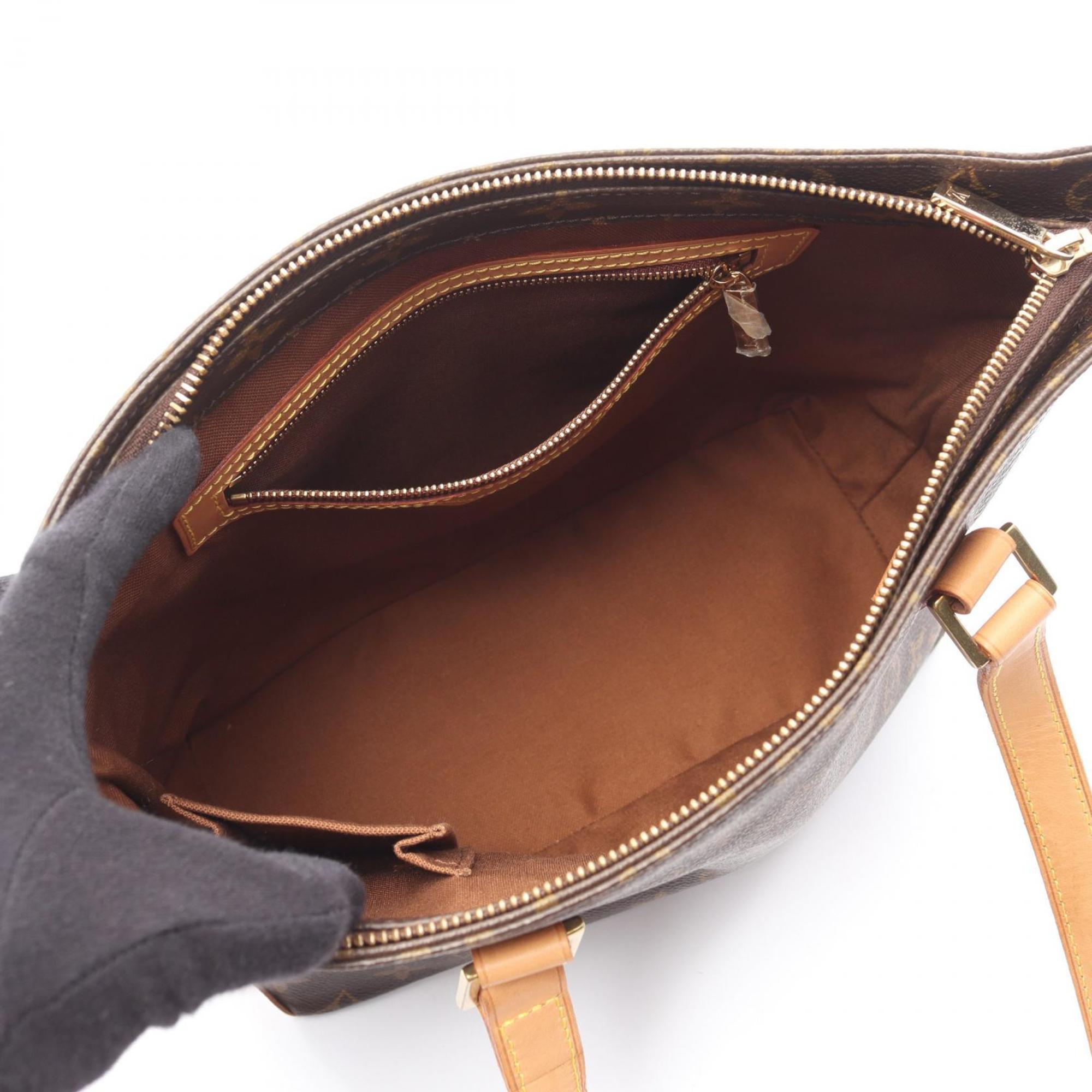 Louis Vuitton Brown Coated Canvas Leather Handbag Shoulder Bag (Pre-Owned)