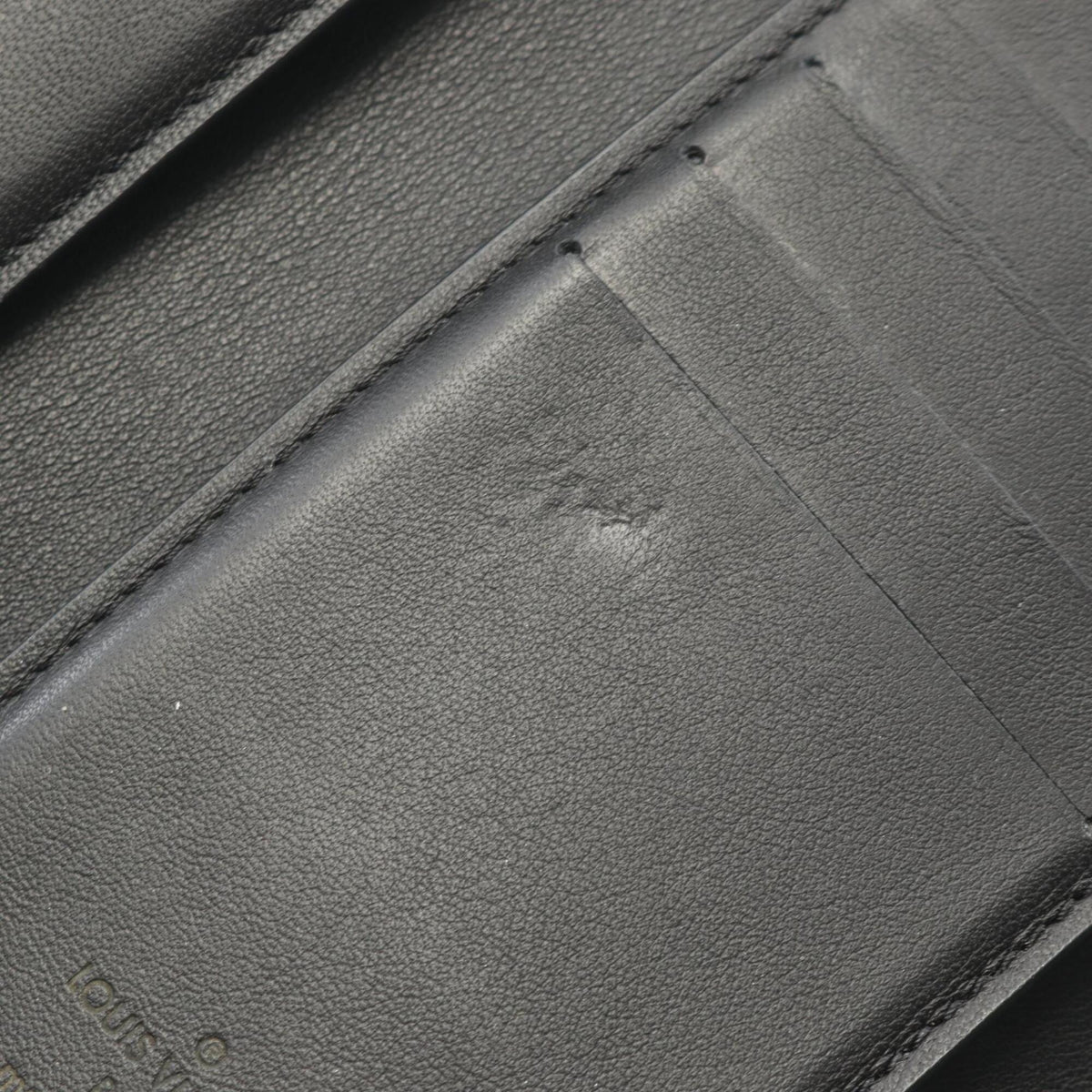Louis Vuitton Black Leather Wallet (Tri-Fold) (Pre-Owned)