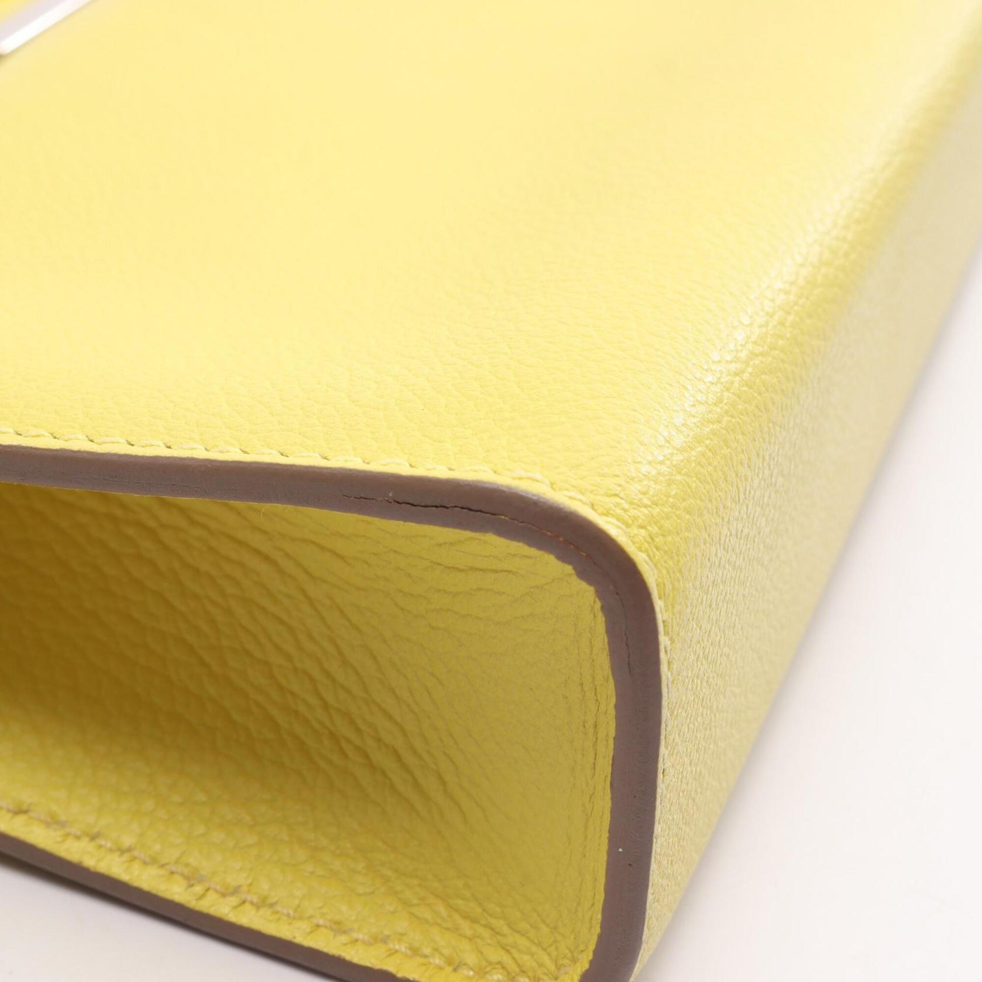 Hermes Lime Yellow Leather Handbag Shoulder Bag (Pre-Owned)