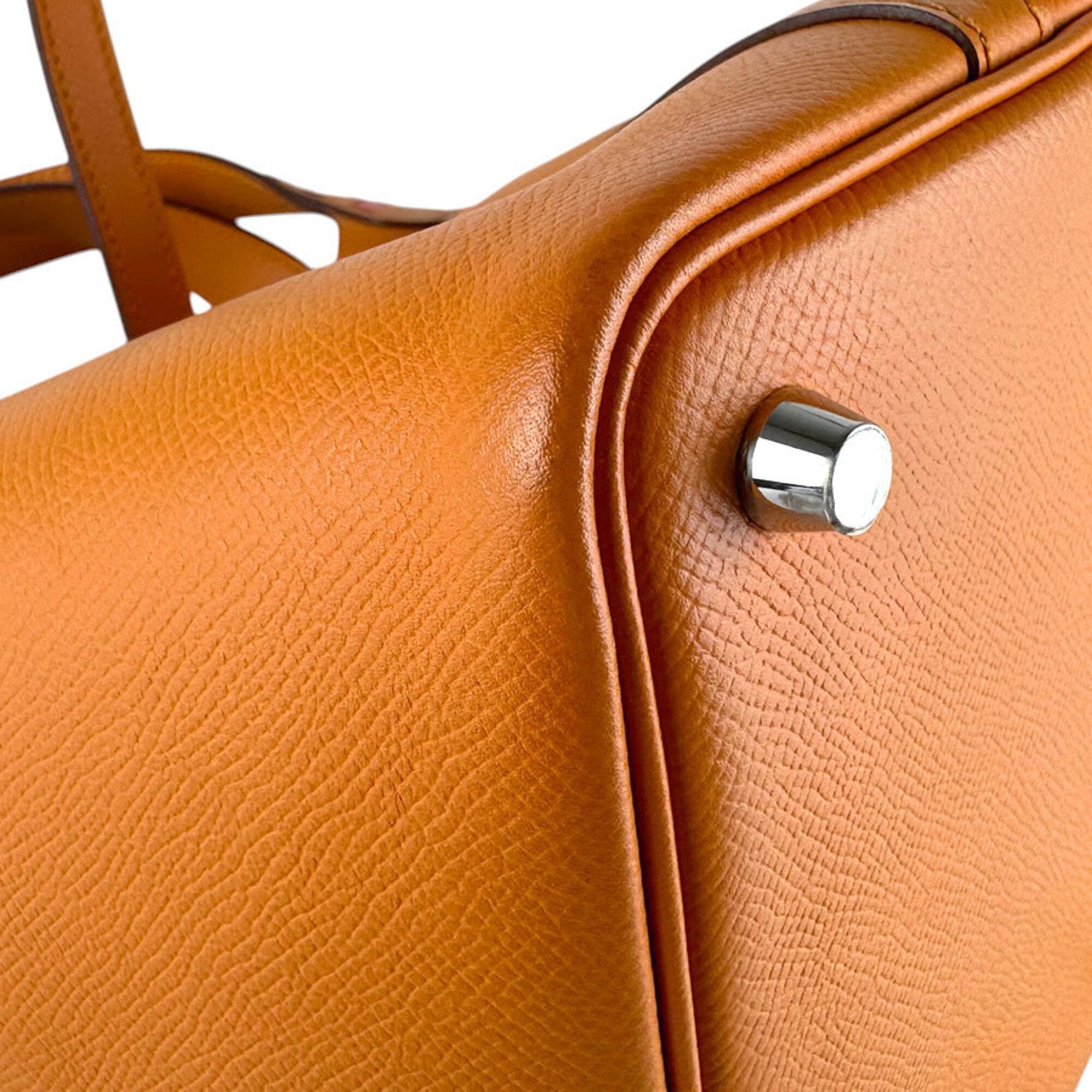 Hermes Brown Orange Rose Azalee Epsom Leather Handbag (Pre-Owned)