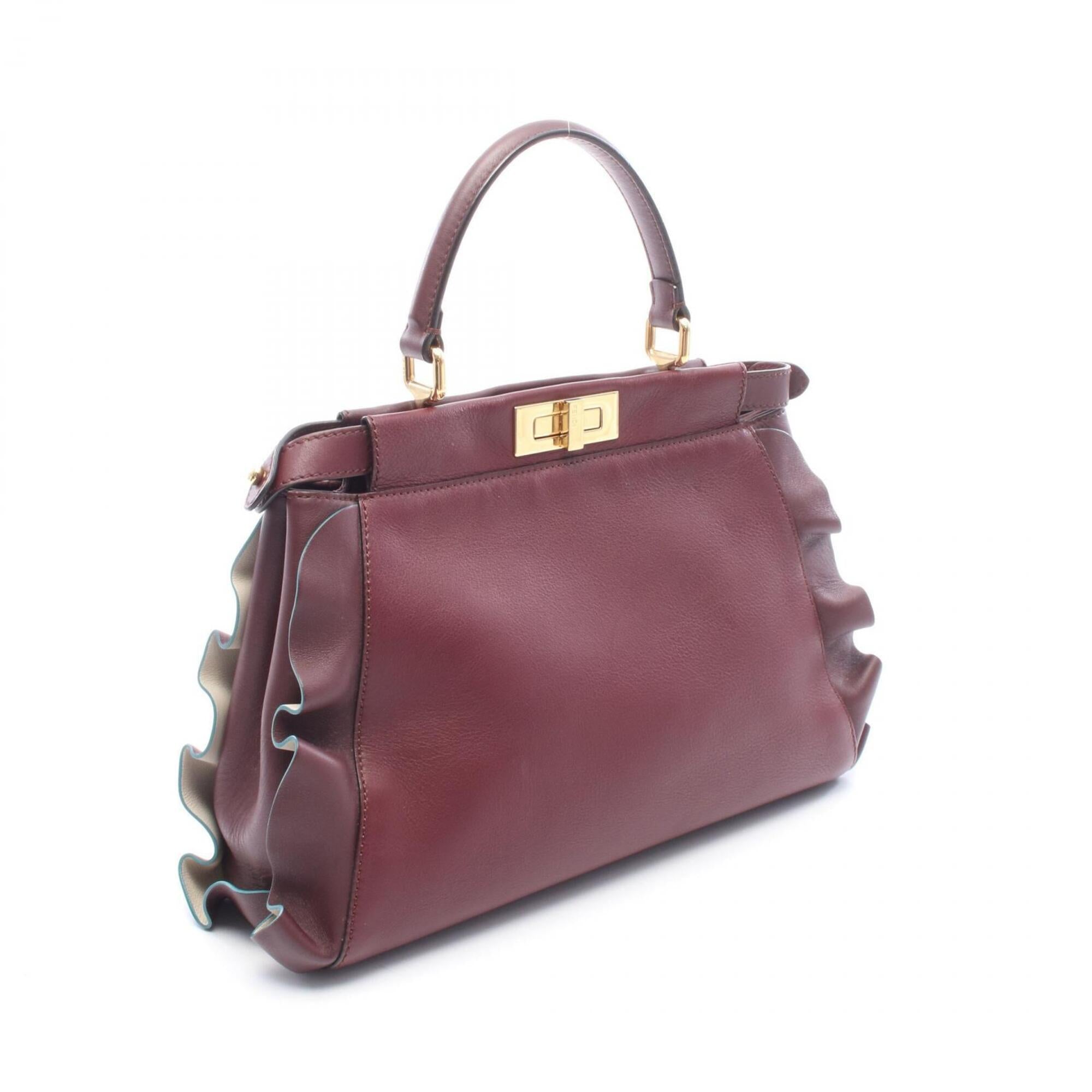 Fendi Bordeaux Leather Handbag (Pre-Owned)