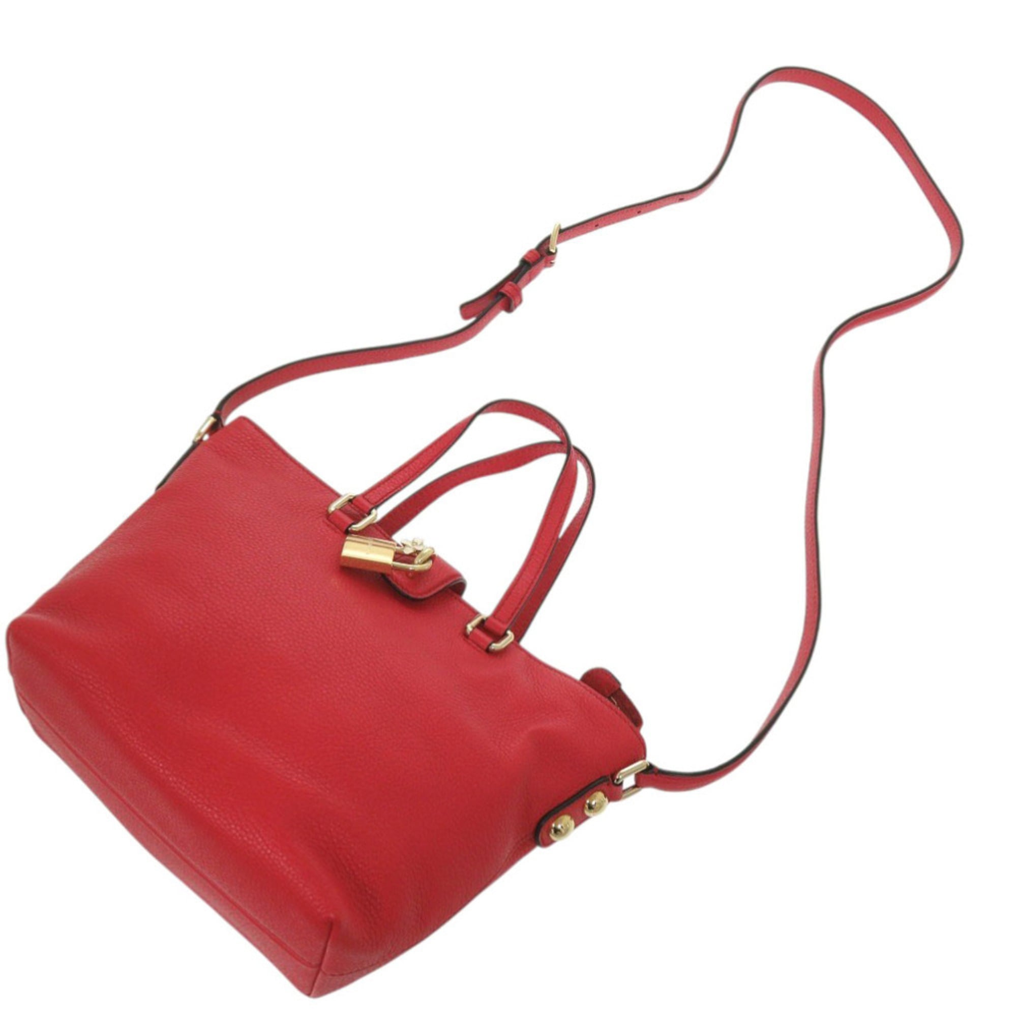 Dolce & Gabbana Red Color Leather Shoulder Bag (Pre-Owned)