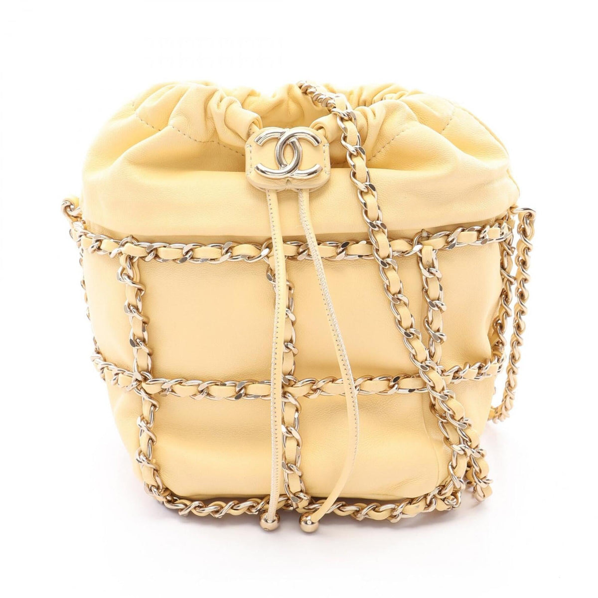 Chanel Yellow Leather Handbag Shoulder Bag (Pre-Owned)