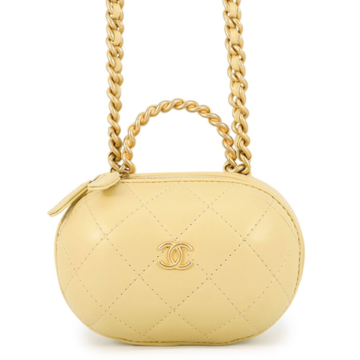 Chanel Yellow Leather Handbag Shoulder Bag (Pre-Owned)