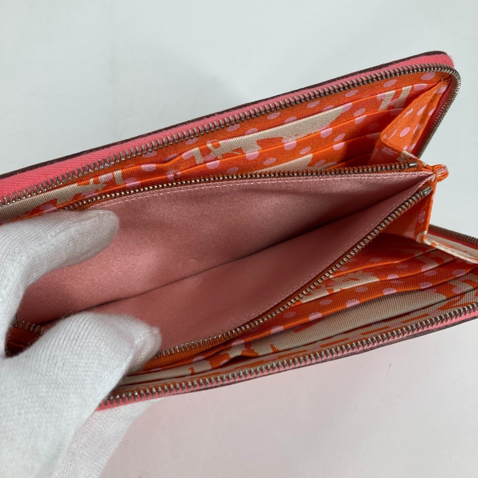 Hermes Silk'in Pink Epsom Leather Long Wallet (Bi-Fold) (Pre-Owned)