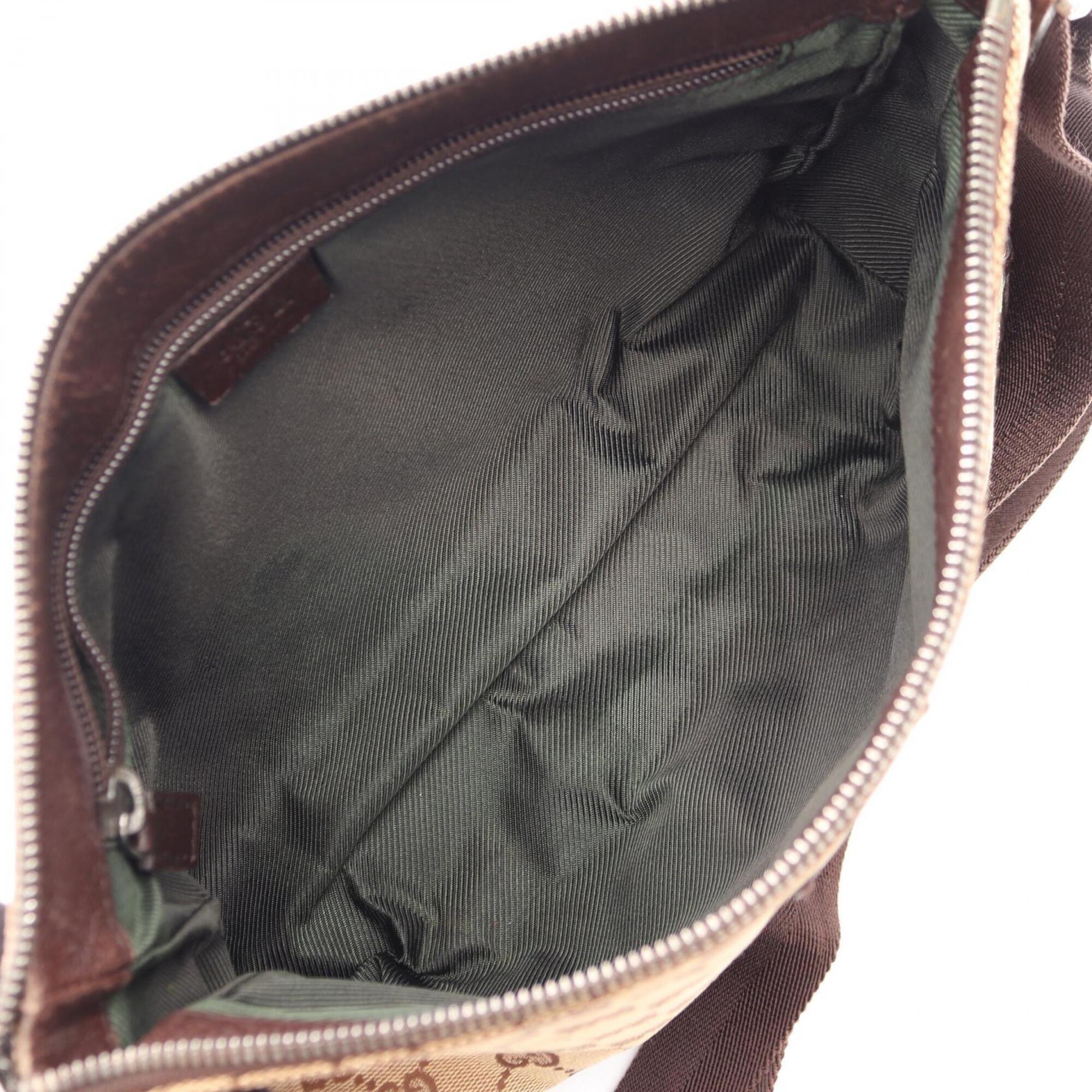 Gucci Beige Brown Canvas Leather Handbag Shoulder Bag (Pre-Owned)