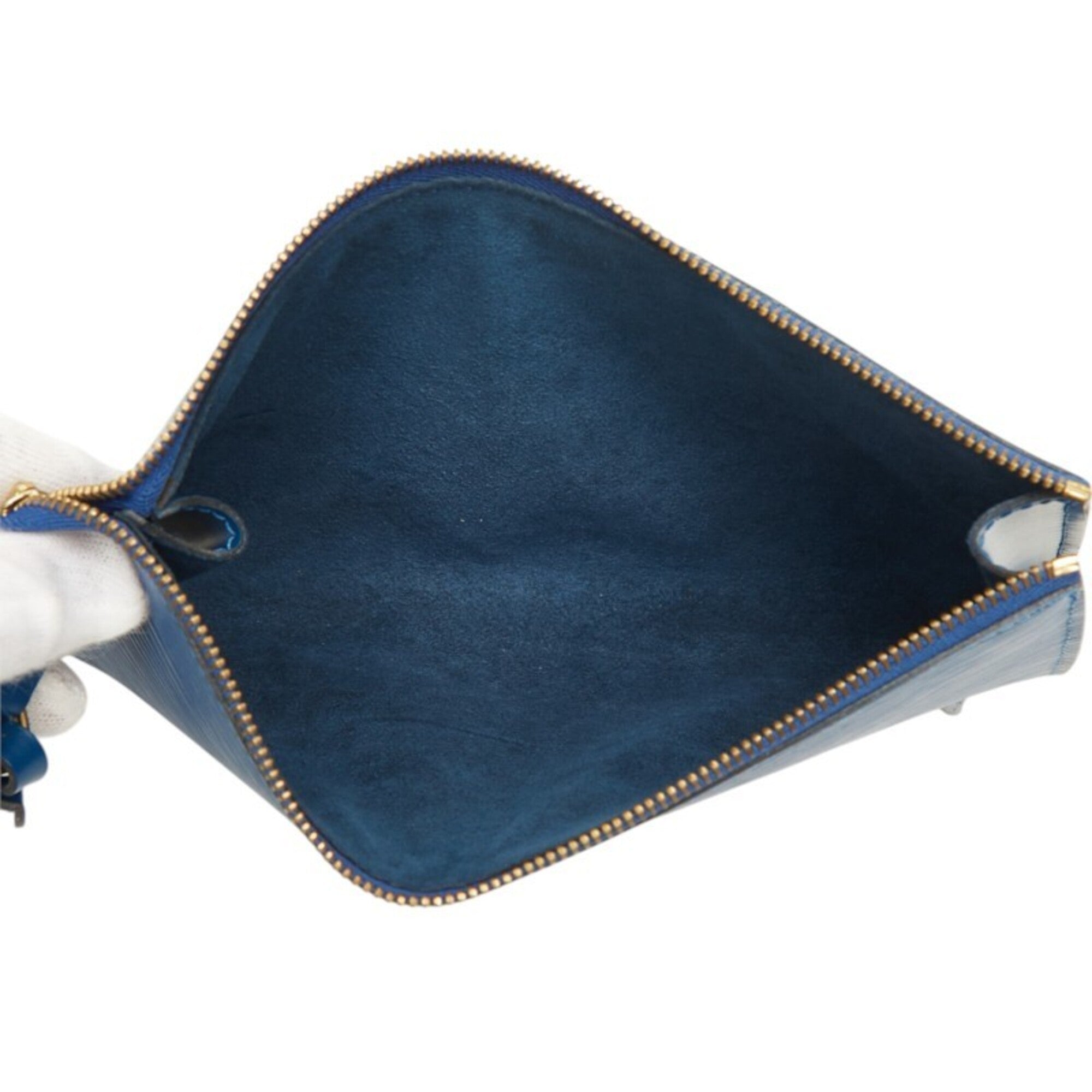 Louis Vuitton Toledo Blue Leather Handbag Pochette Pouch (Pre-Owned)