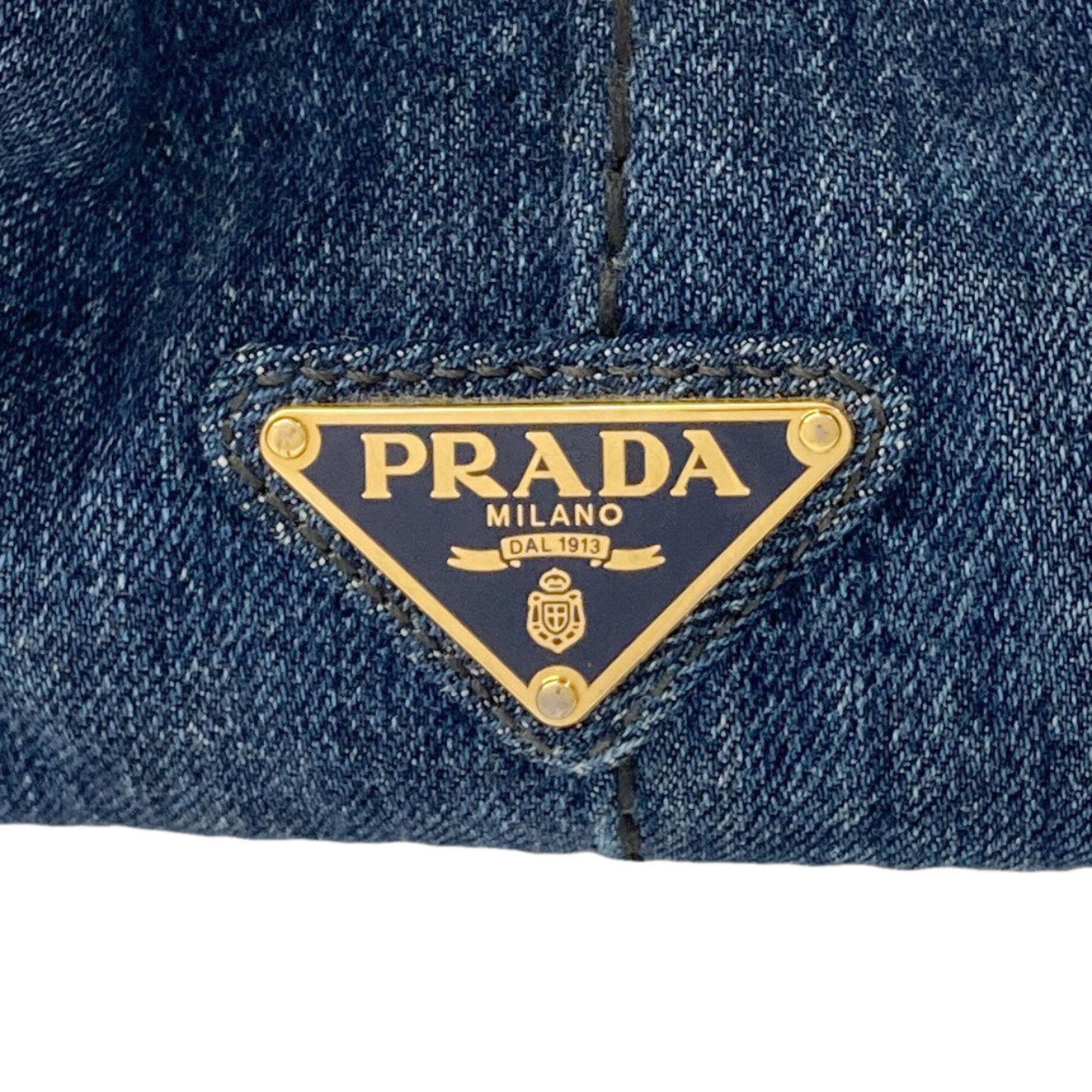 Prada Canapa Blue Denim Tote Bag (Pre-Owned)