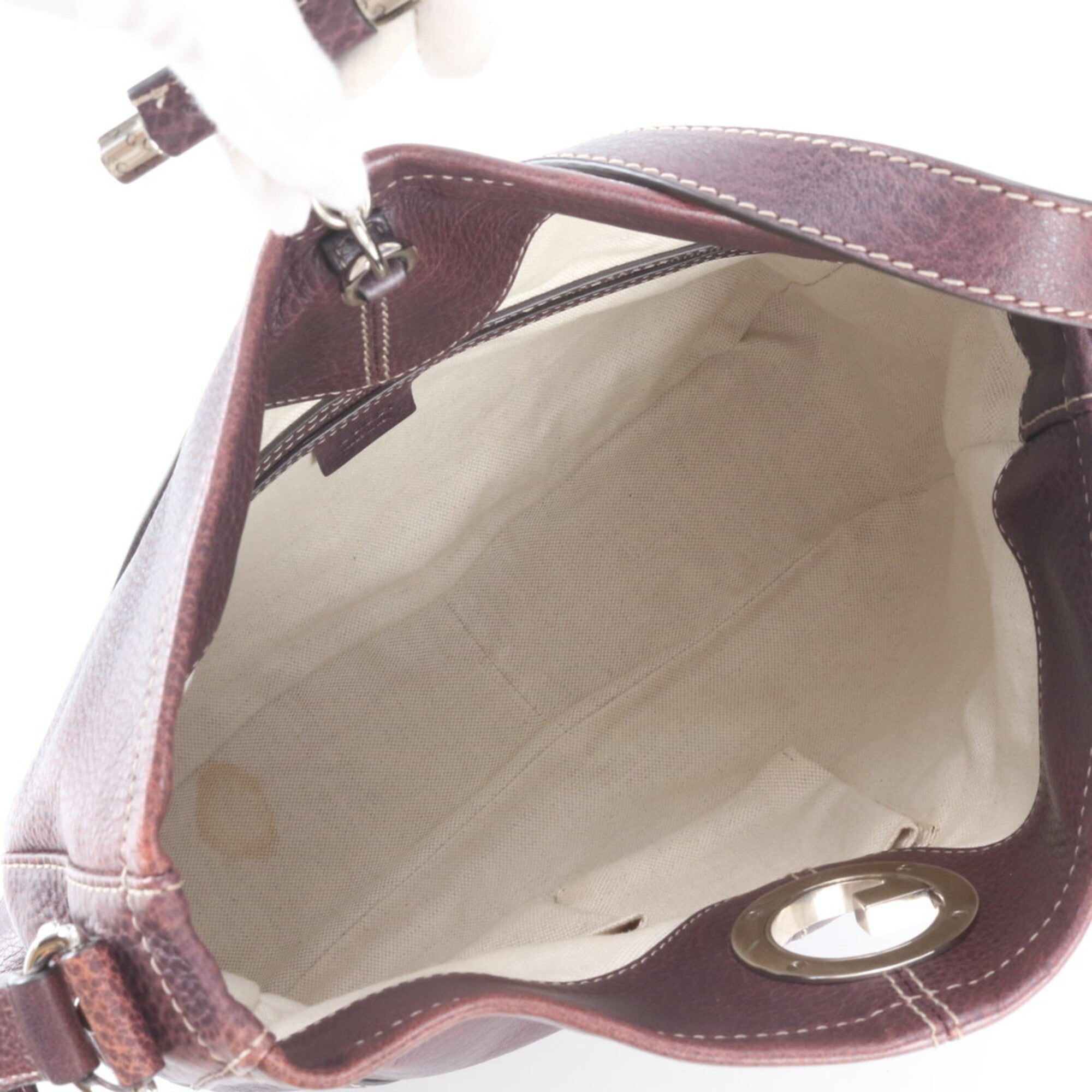 Gucci Red Brown Leather Shoulder Bag (Pre-Owned)