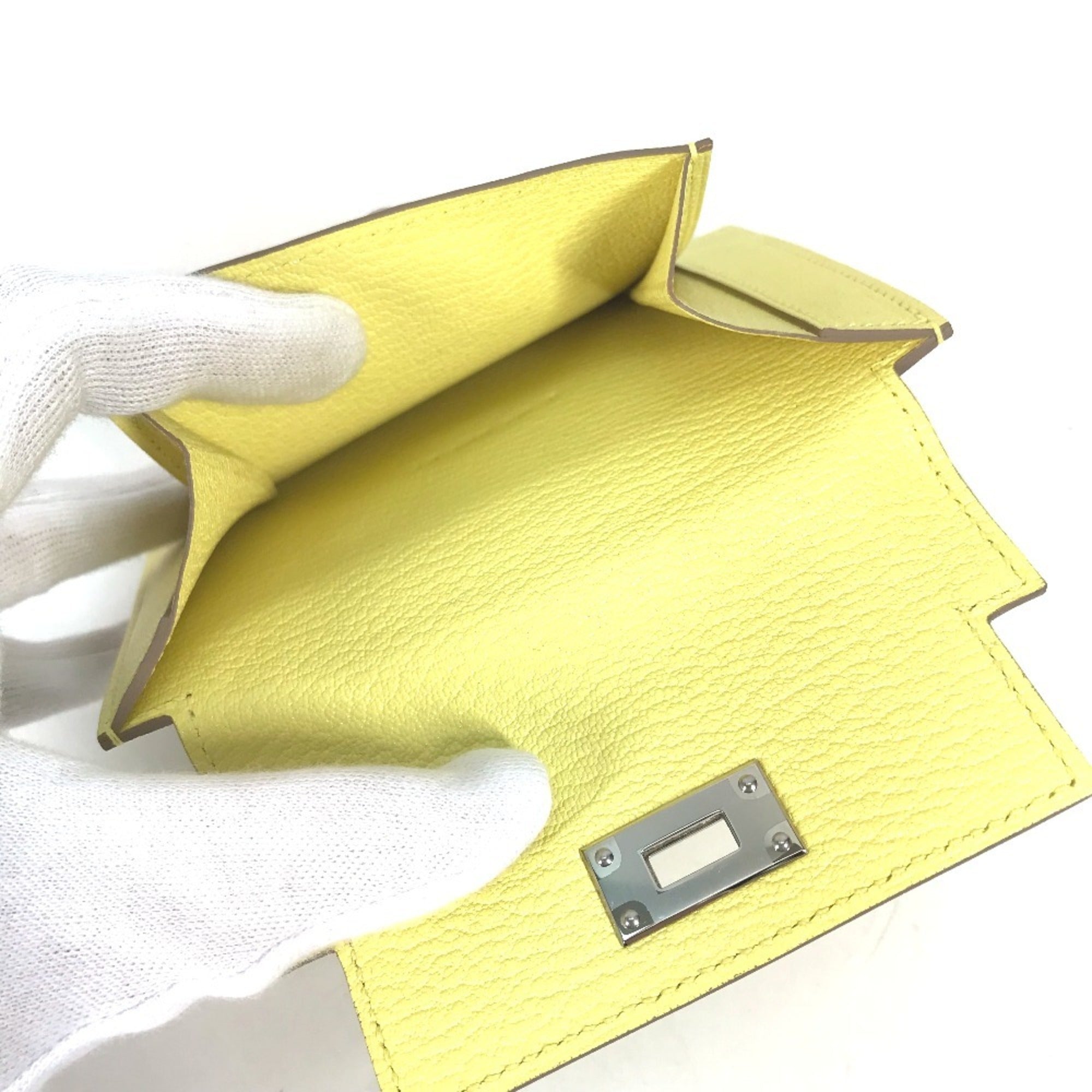 Hermes Yellow Chevre Leather Coin Purse/Coin Case (Pre-Owned)