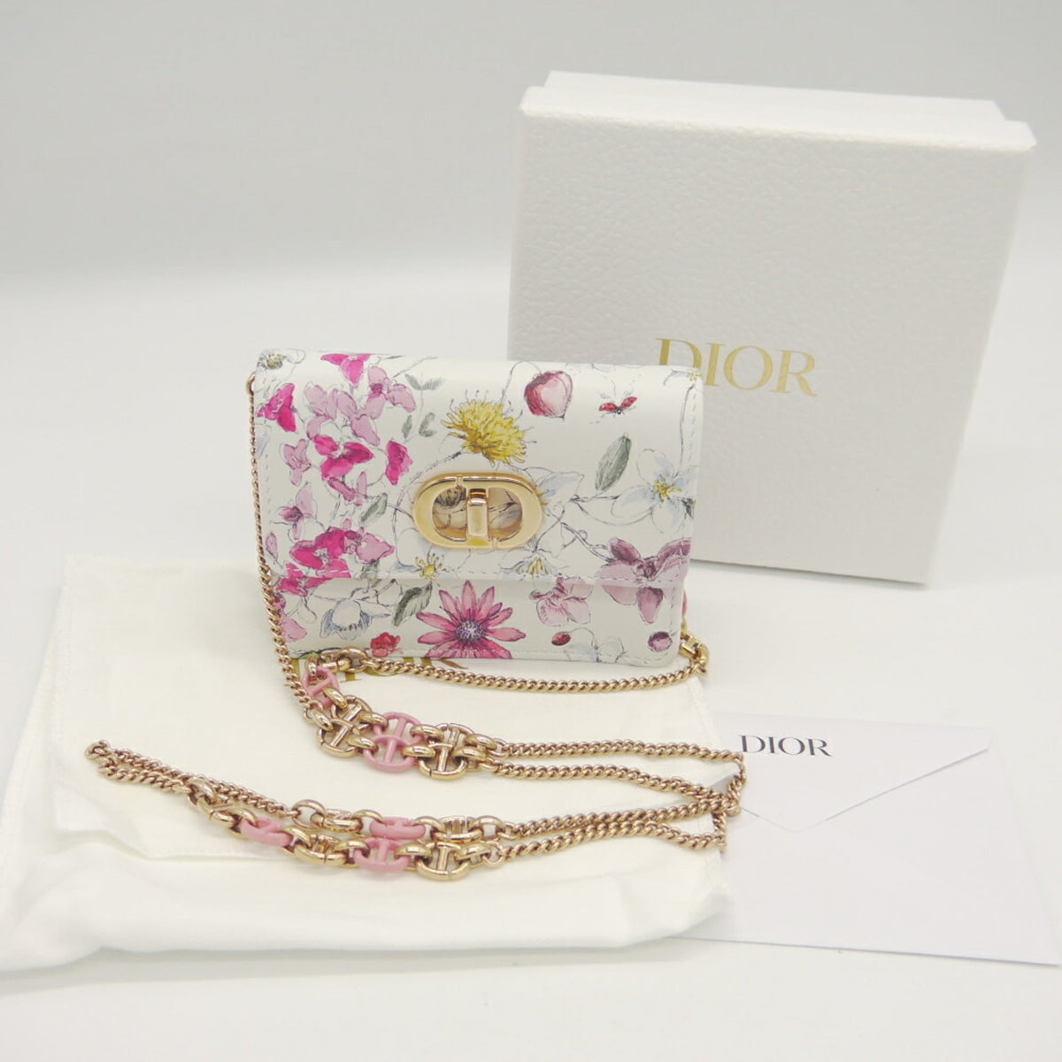 Christian Dior Multi-Color White Leather Pochette Pouch (Pre-Owned)