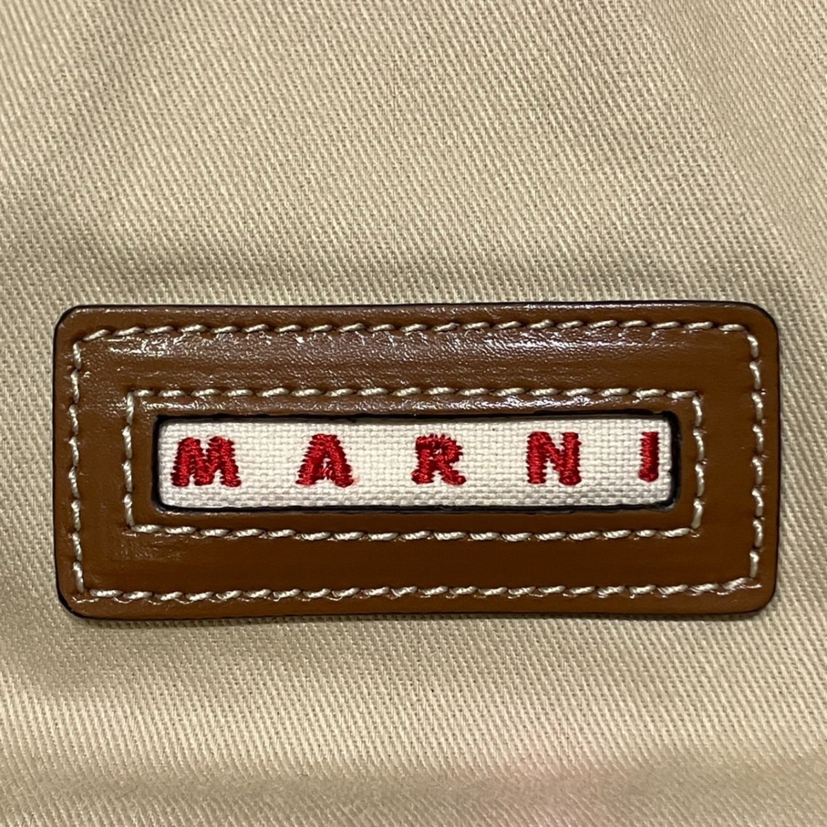Marni Beige Brown Canvas Leather Handbag (Pre-Owned)
