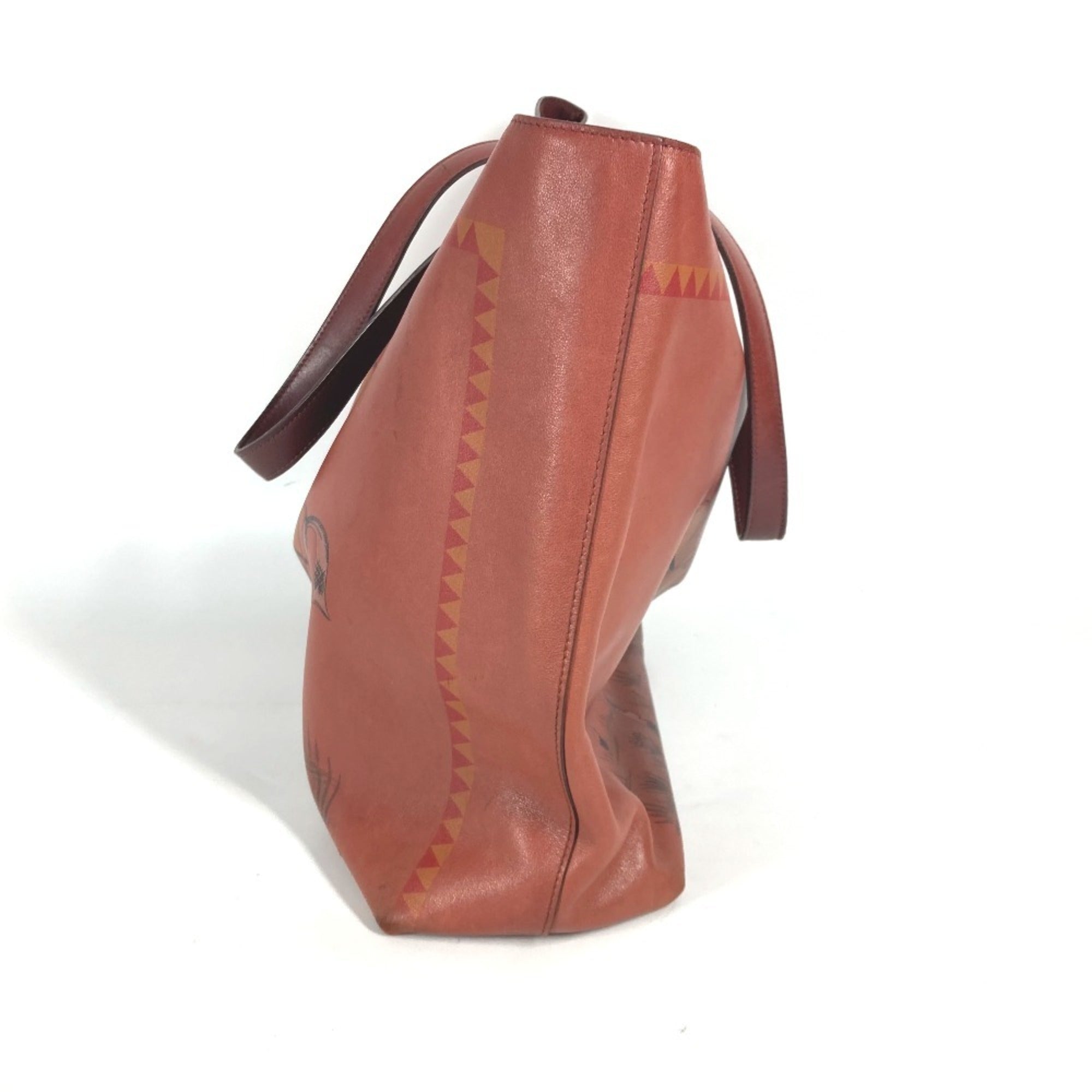 Hermes Brown Leather Shoulder Bag Tote Bag (Pre-Owned)