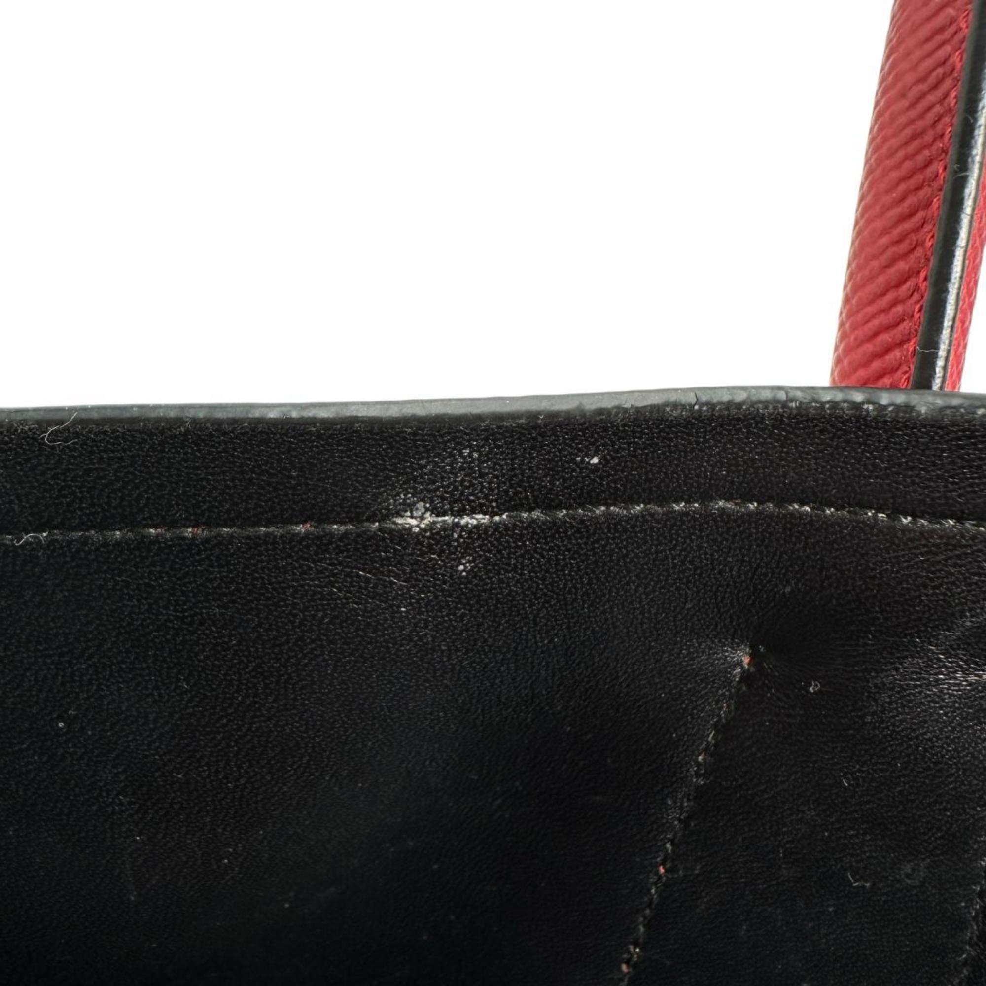 Prada Red Color Leather Handbag Shoulder Bag (Pre-Owned)