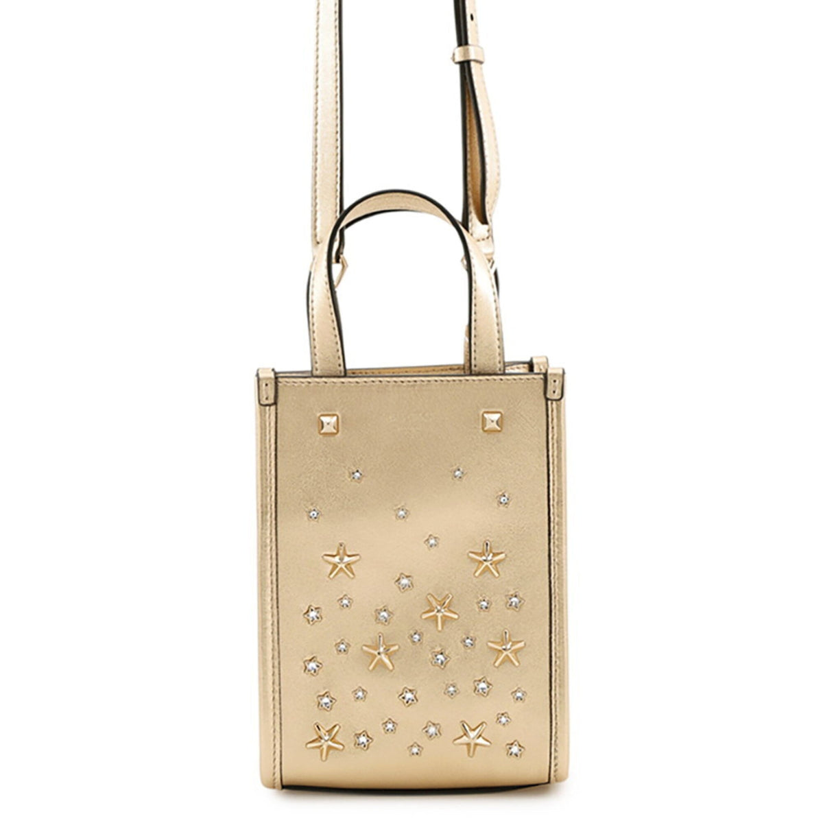Jimmy Choo Gold Rhinestone Leather Handbag (Pre-Owned)