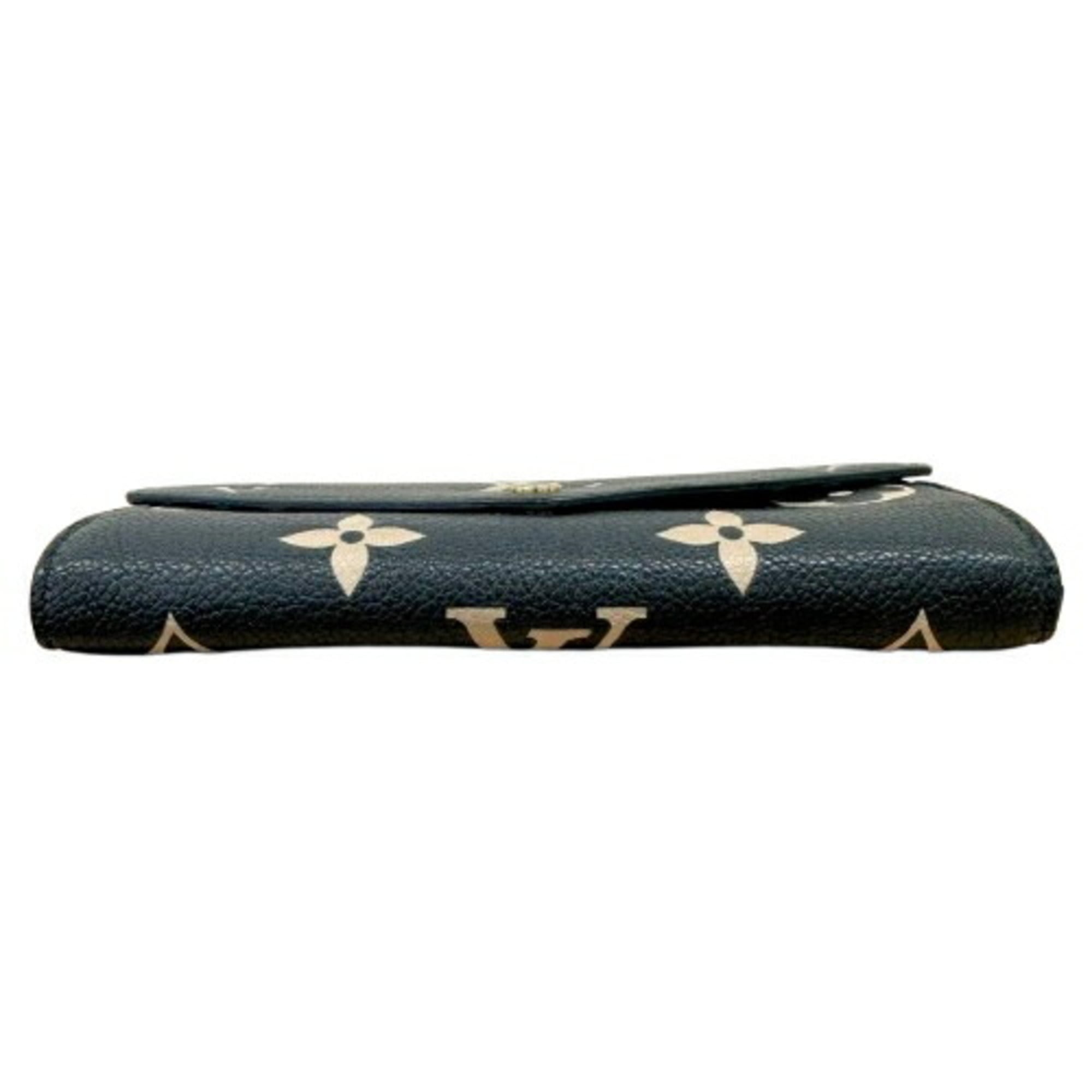 Louis Vuitton Monogram Empreinte Beige Black Leather Long Wallet (Bi-Fold) (Pre-Owned)