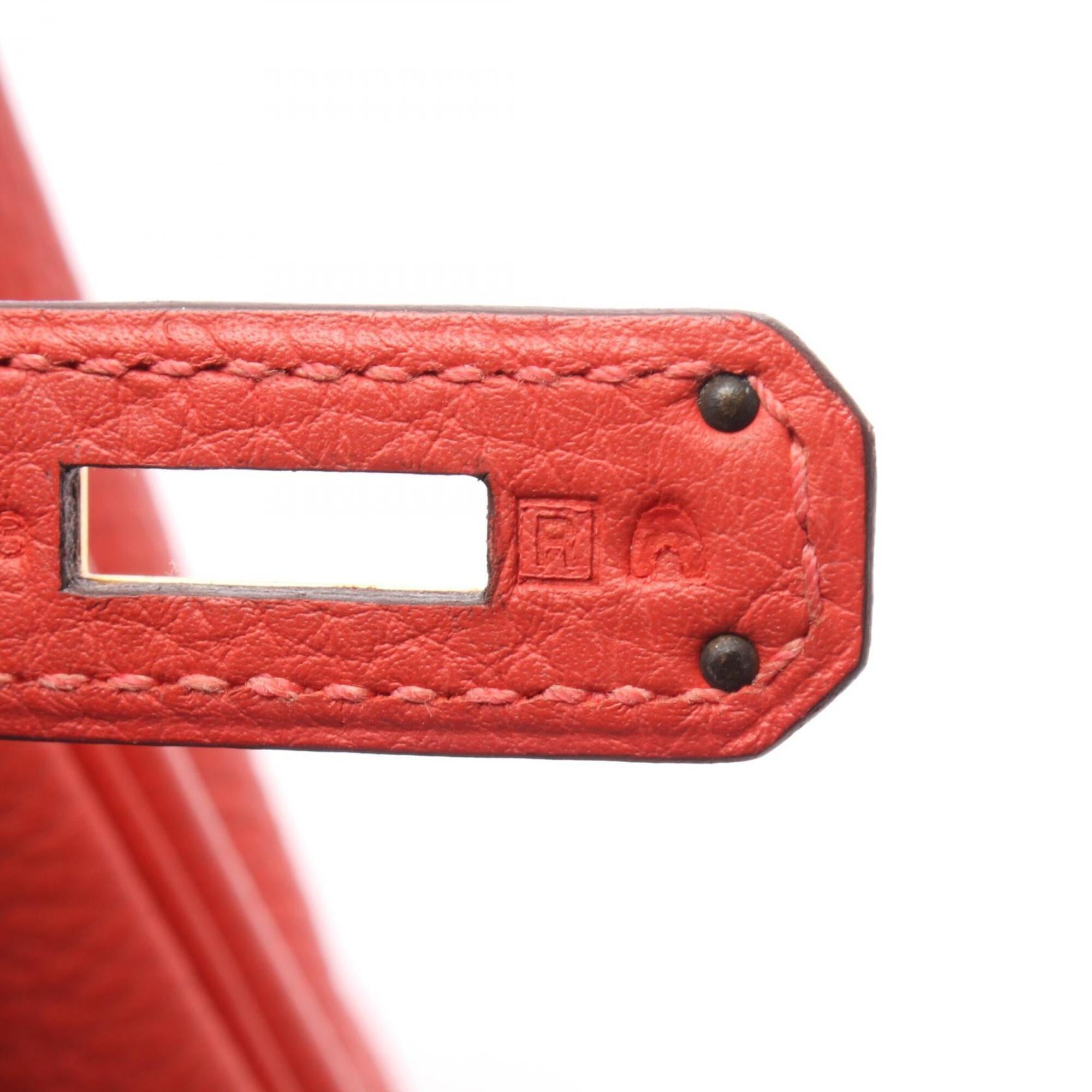 Hermes Red Color Togo Leather Leather Handbag (Pre-Owned)