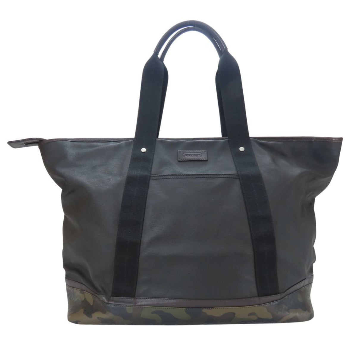Coach Black Camouflage Green Pvc Coated Canvas Boston Bag Tote Bag (Pre-Owned)