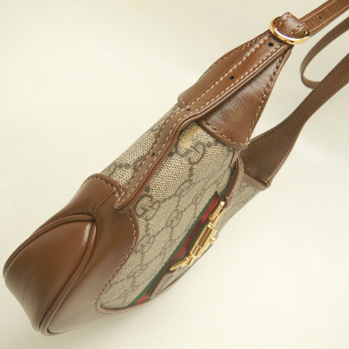Gucci Beige Brown Gg Supreme Canvas Leather Shoulder Bag (Pre-Owned)