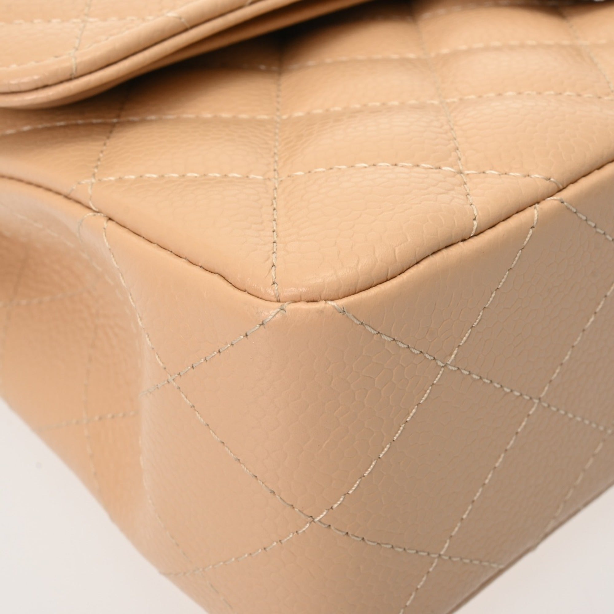 Chanel Beige Grained Calfskin Shoulder Bag (Pre-Owned)