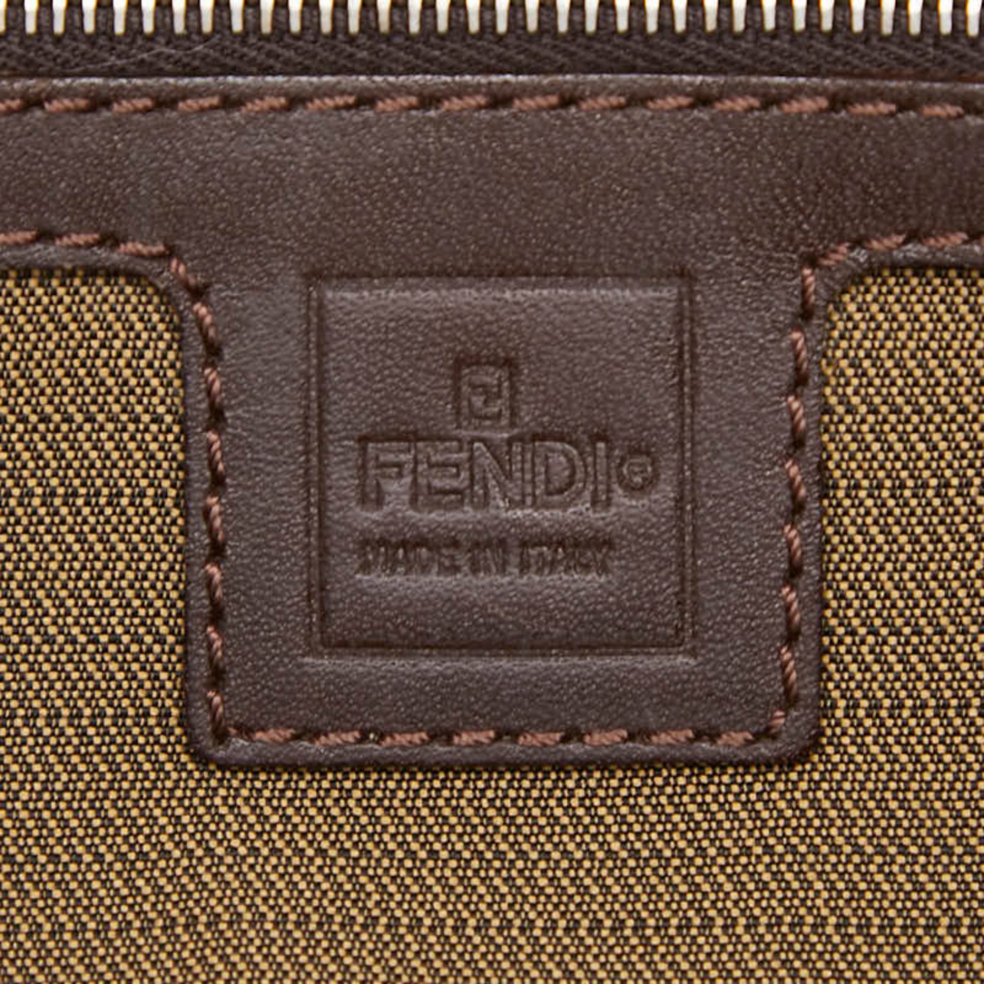 Fendi Brown Canvas Leather Shoulder Bag (Pre-Owned)