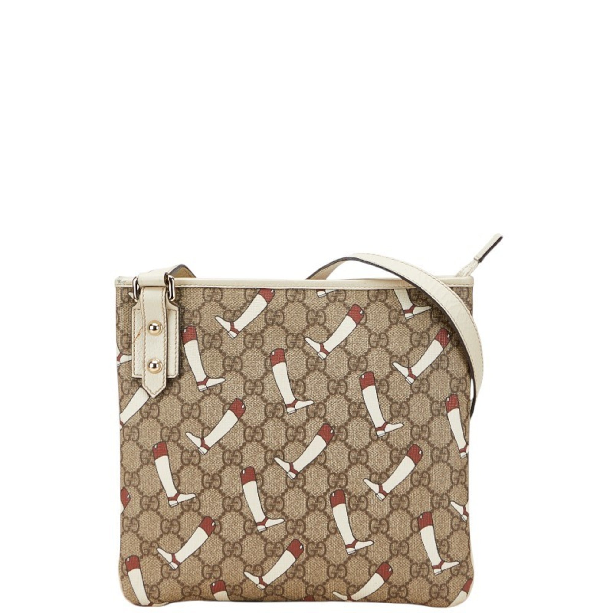 Gucci Beige Multi-Color Pvc Leather Shoulder Bag (Pre-Owned)