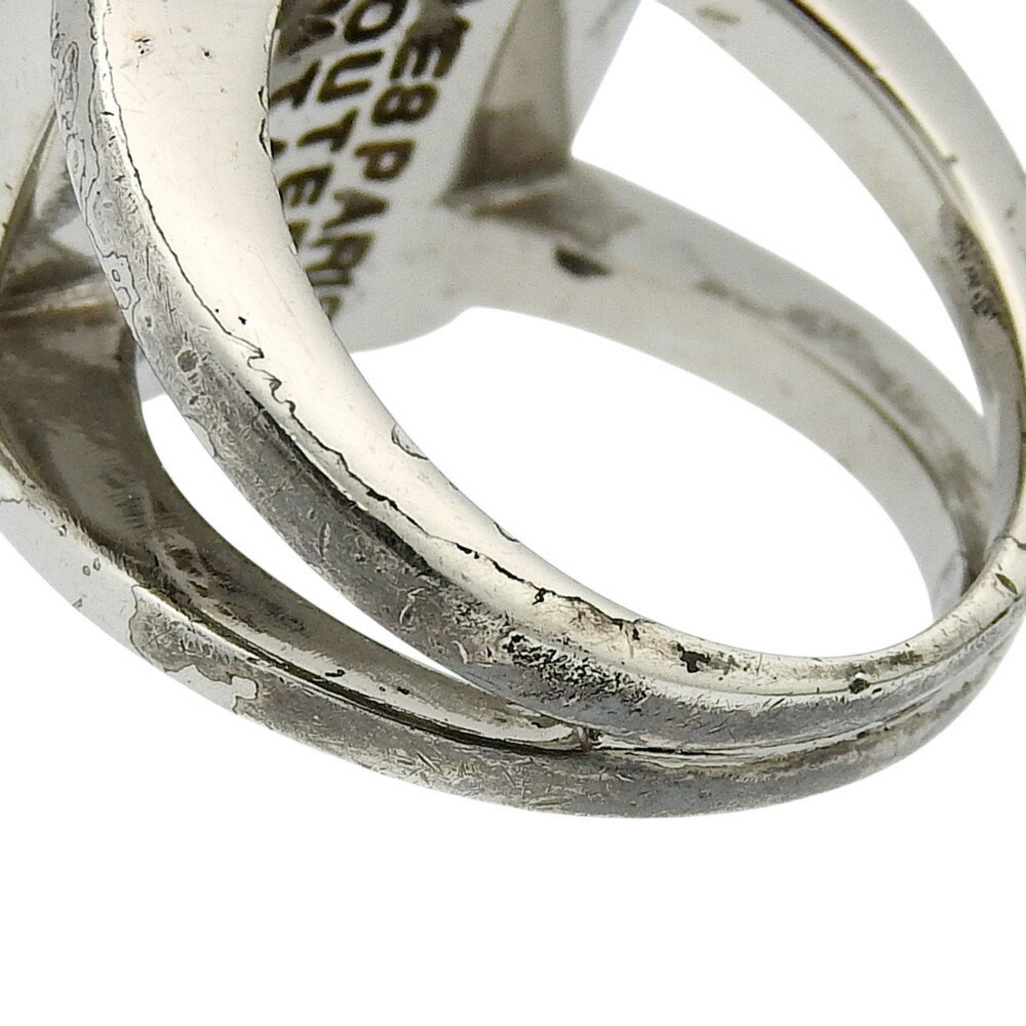 Hermes Sellier Silver Band Ring (Pre-Owned)