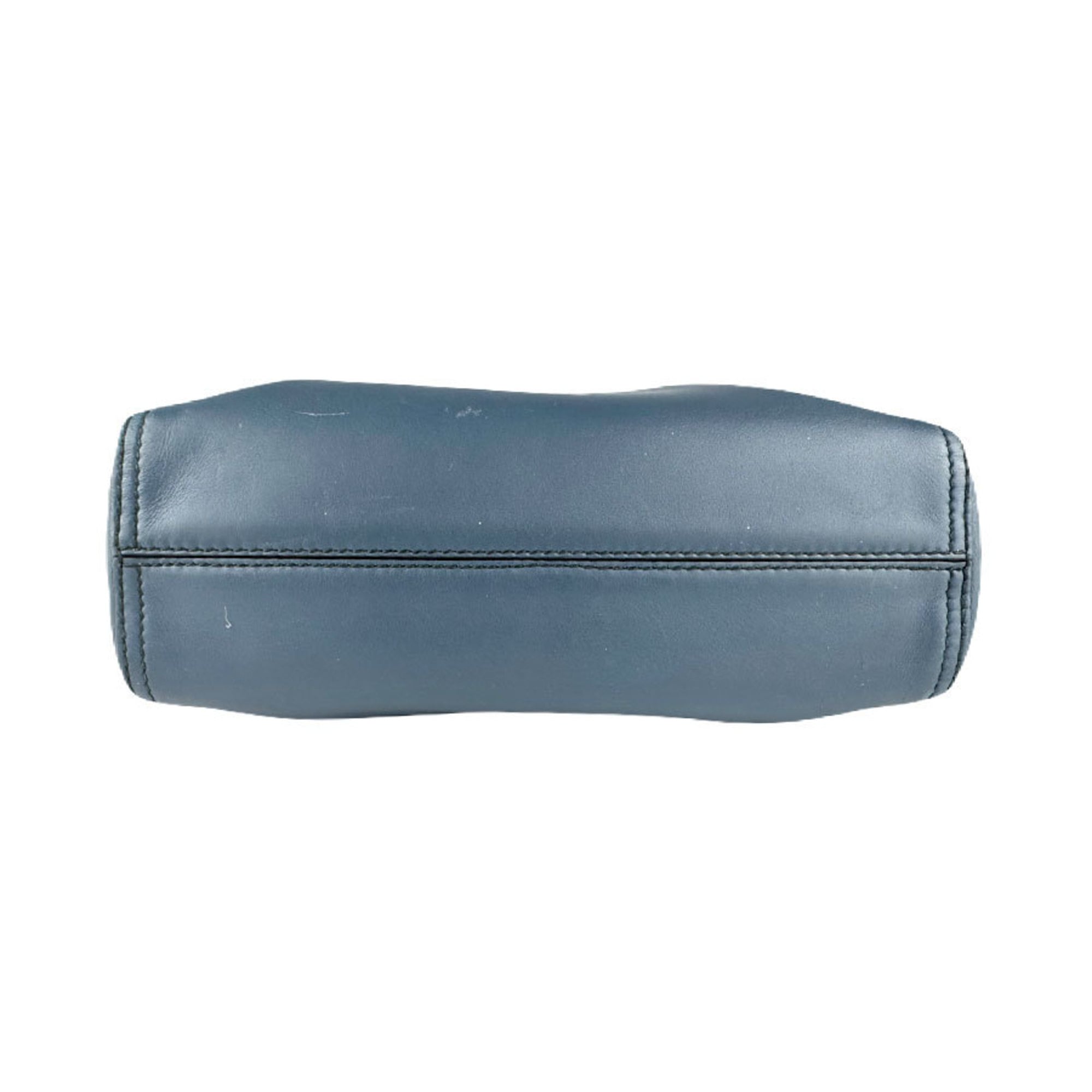Bottega Veneta Black Dark Blue Leather Shoulder Bag (Pre-Owned)
