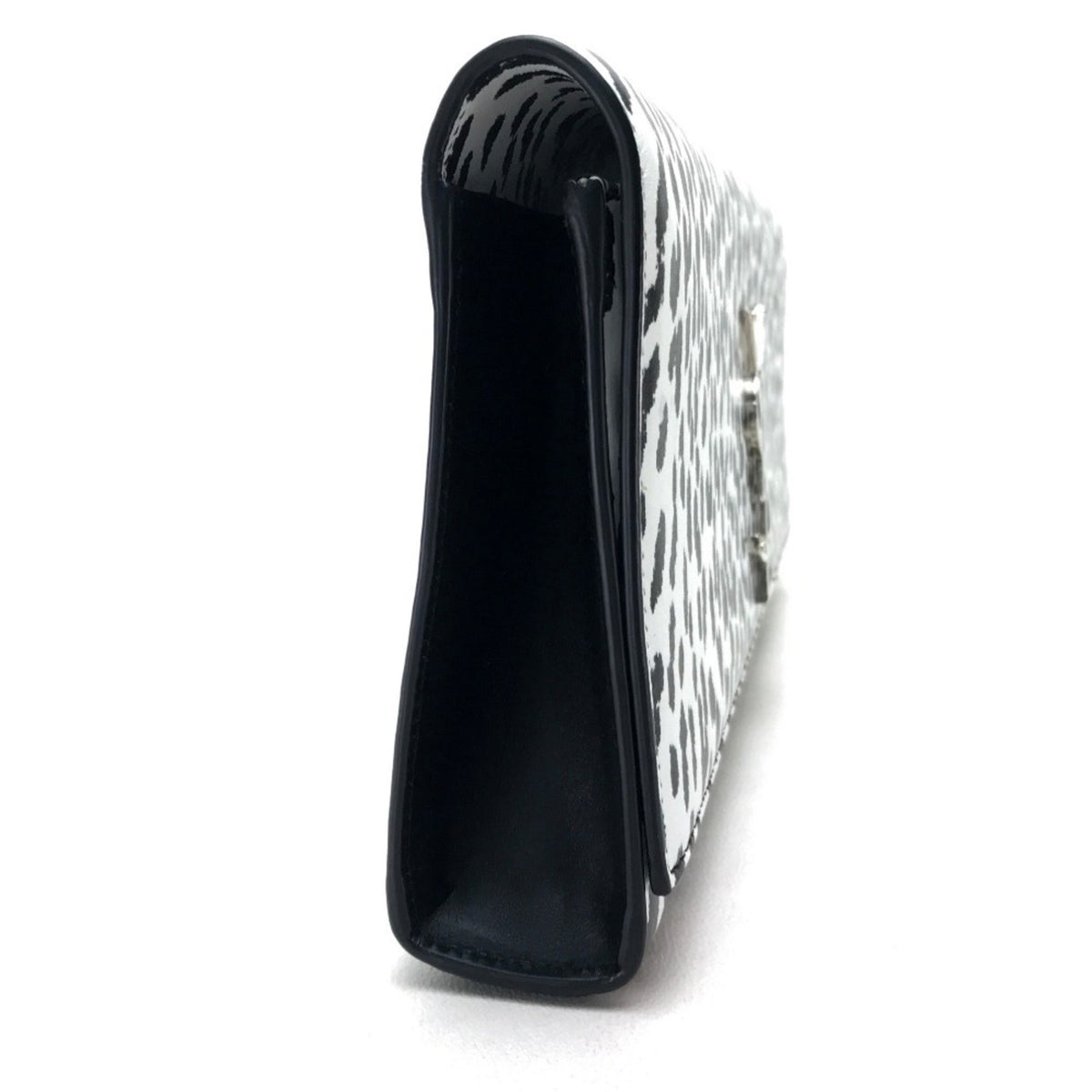 Saint Laurent Black White Leather Clutch Bag (Pre-Owned)
