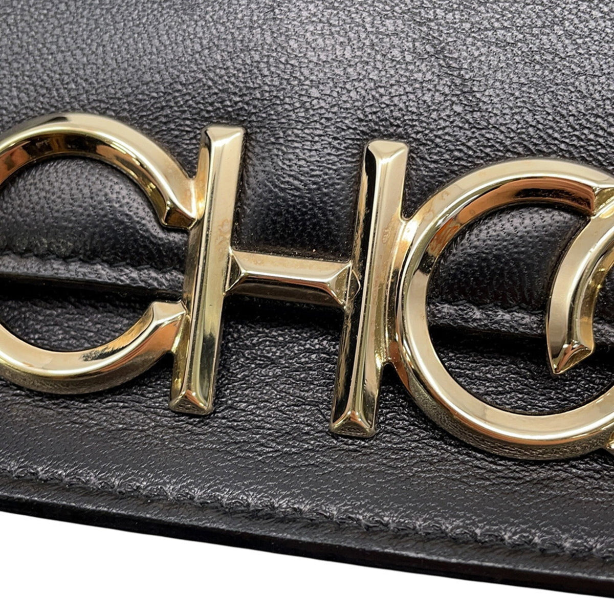 Jimmy Choo Black Leather Handbag Shoulder Bag (Pre-Owned)