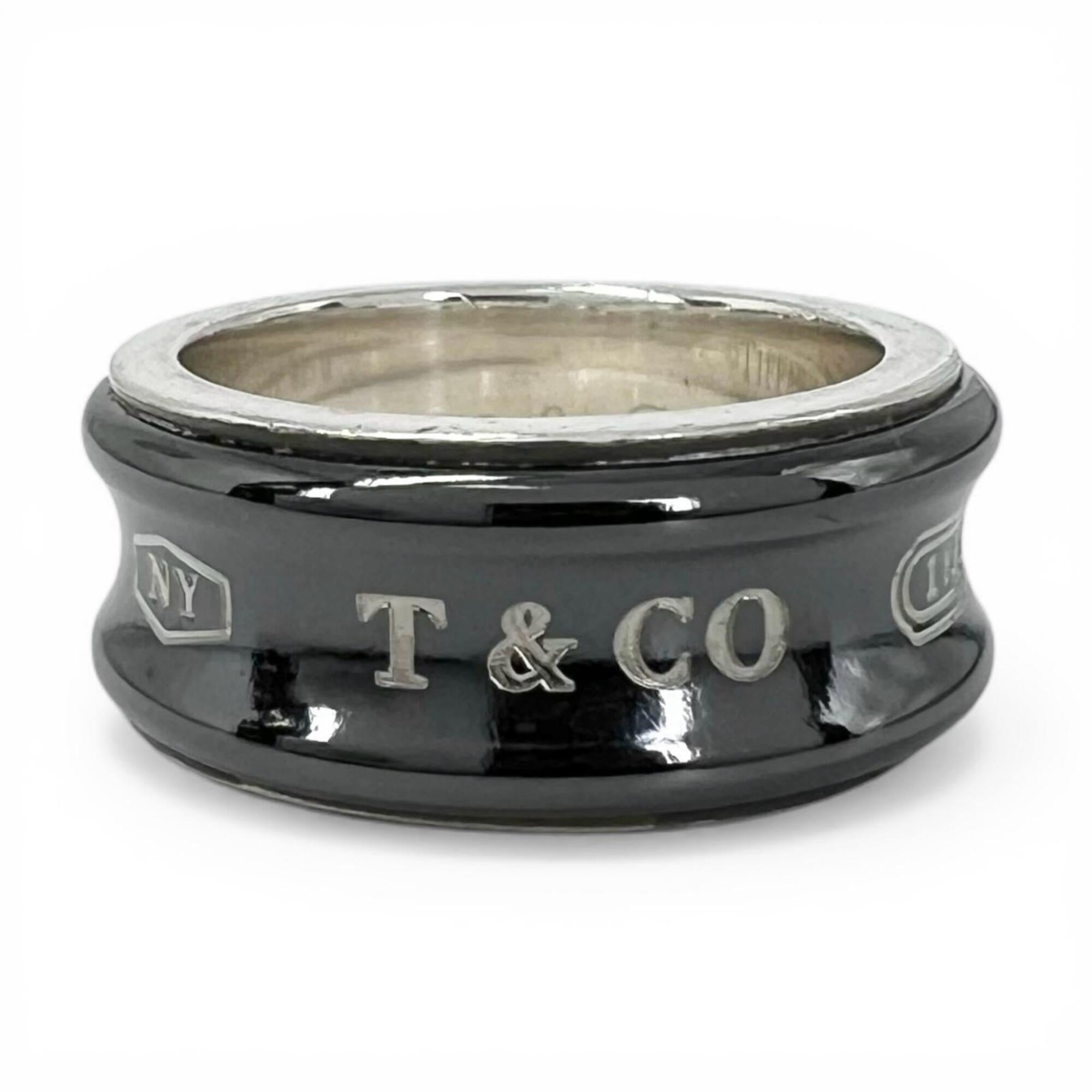 Tiffany Silver Black Silver 925 Titanium Band Ring (Pre-Owned)