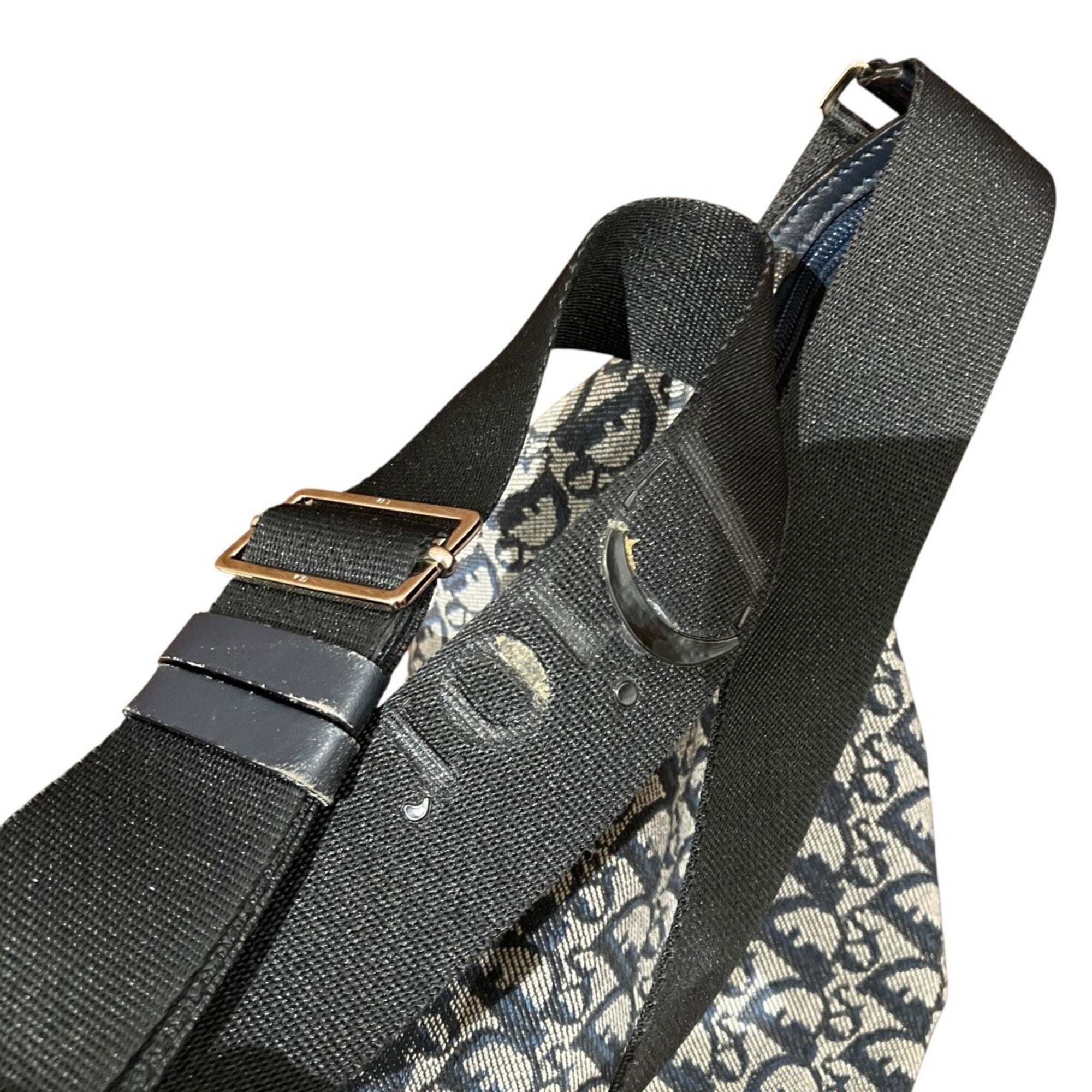 Christian Dior Navy Canvas Leather Shoulder Bag (Pre-Owned)