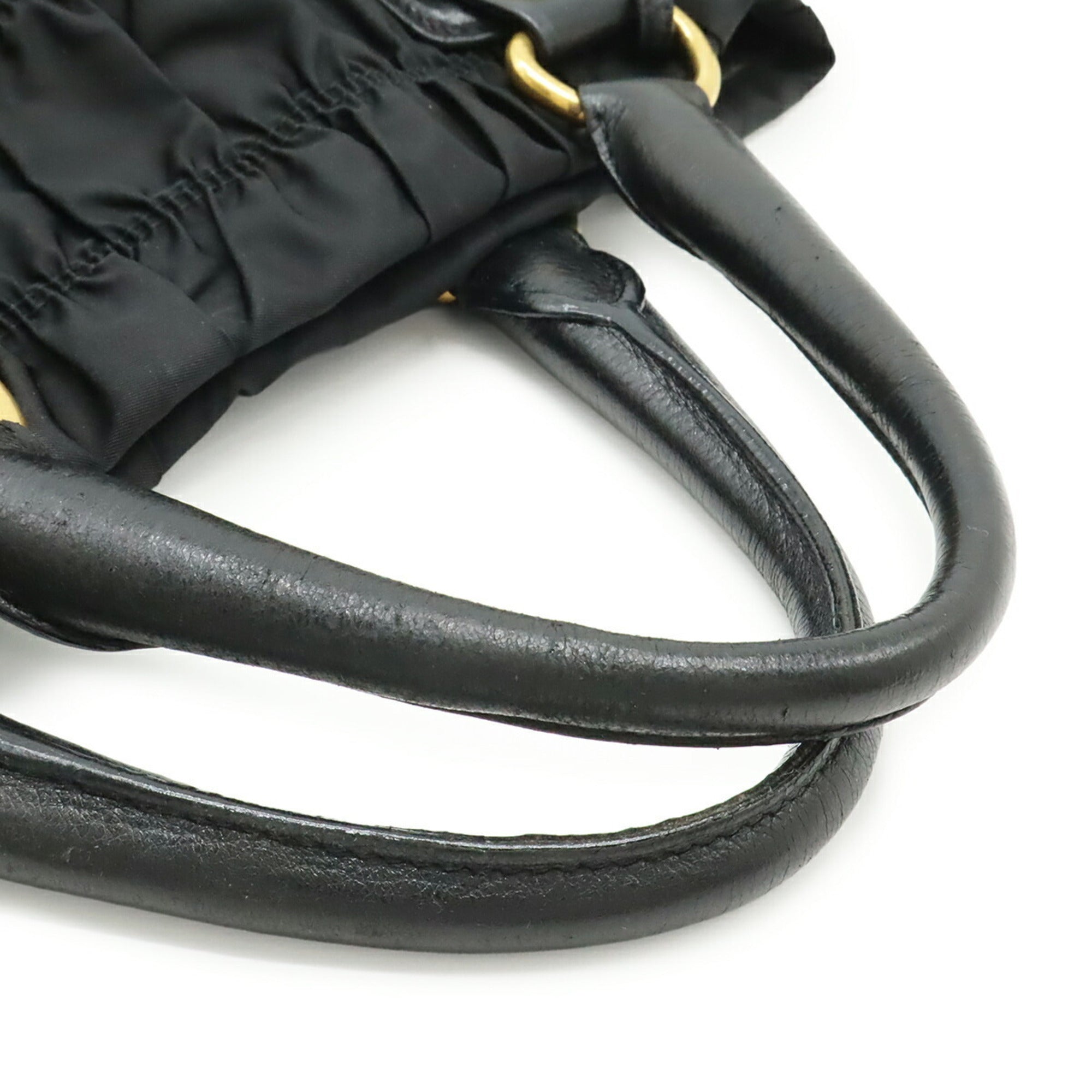 Prada Black Nero Nylon Leather Handbag Tote Bag (Pre-Owned)