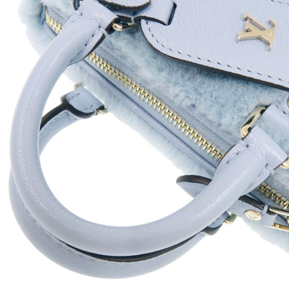 Louis Vuitton Light Blue Leather Fur Handbag (Pre-Owned)