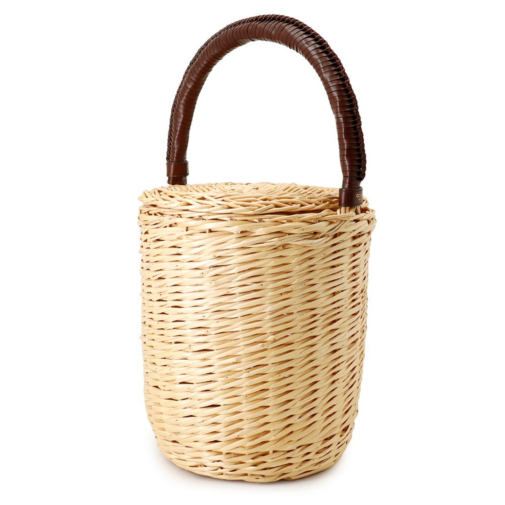 Celine Beige Brown Raffia Leather Basket Handbag (Pre-Owned)