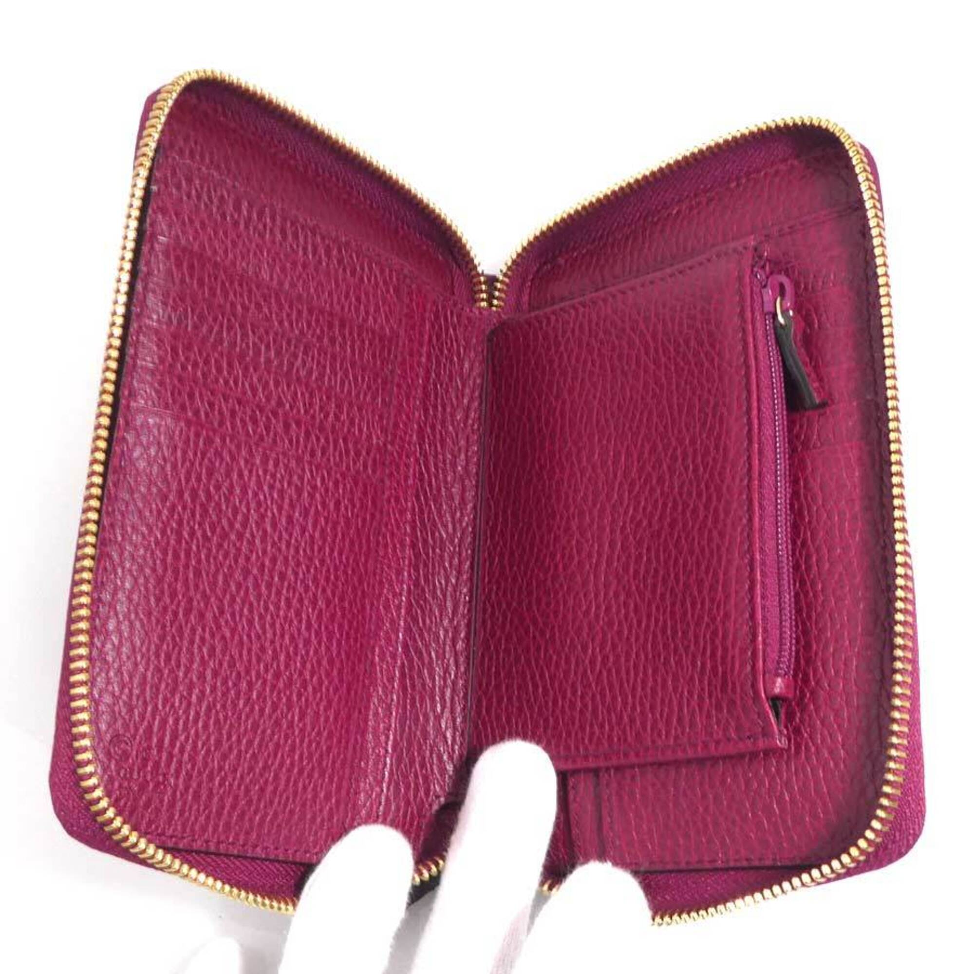 Gucci Red Color Wine Leather Wallet (Bi-Fold) (Pre-Owned)